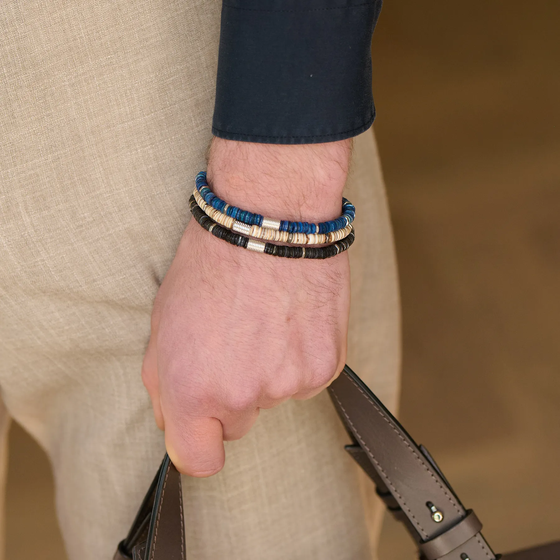 THOMPSON Macrame Shell Bracelet In Black sold by Tateossian product image thumbnail 3