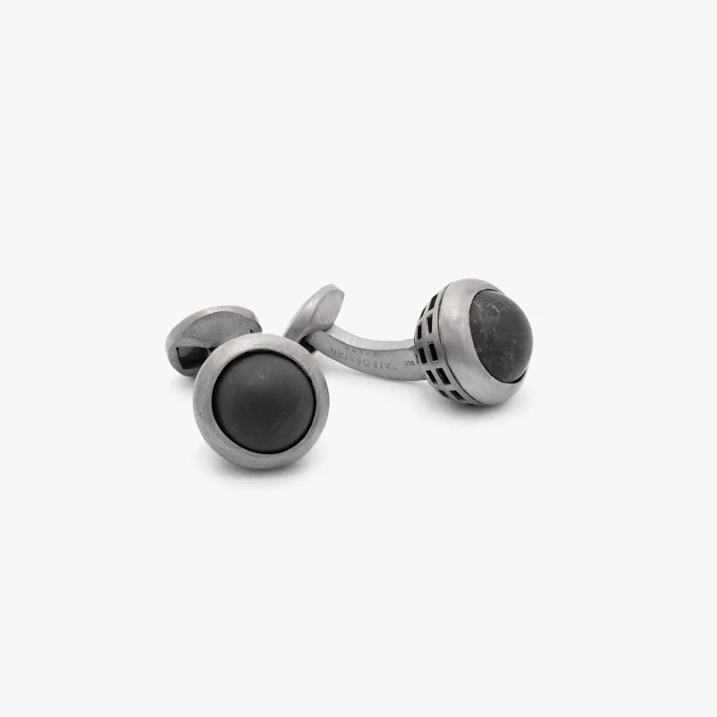 Revolve Cufflinks In Sterling Silver with Onyx sold by Tateossian