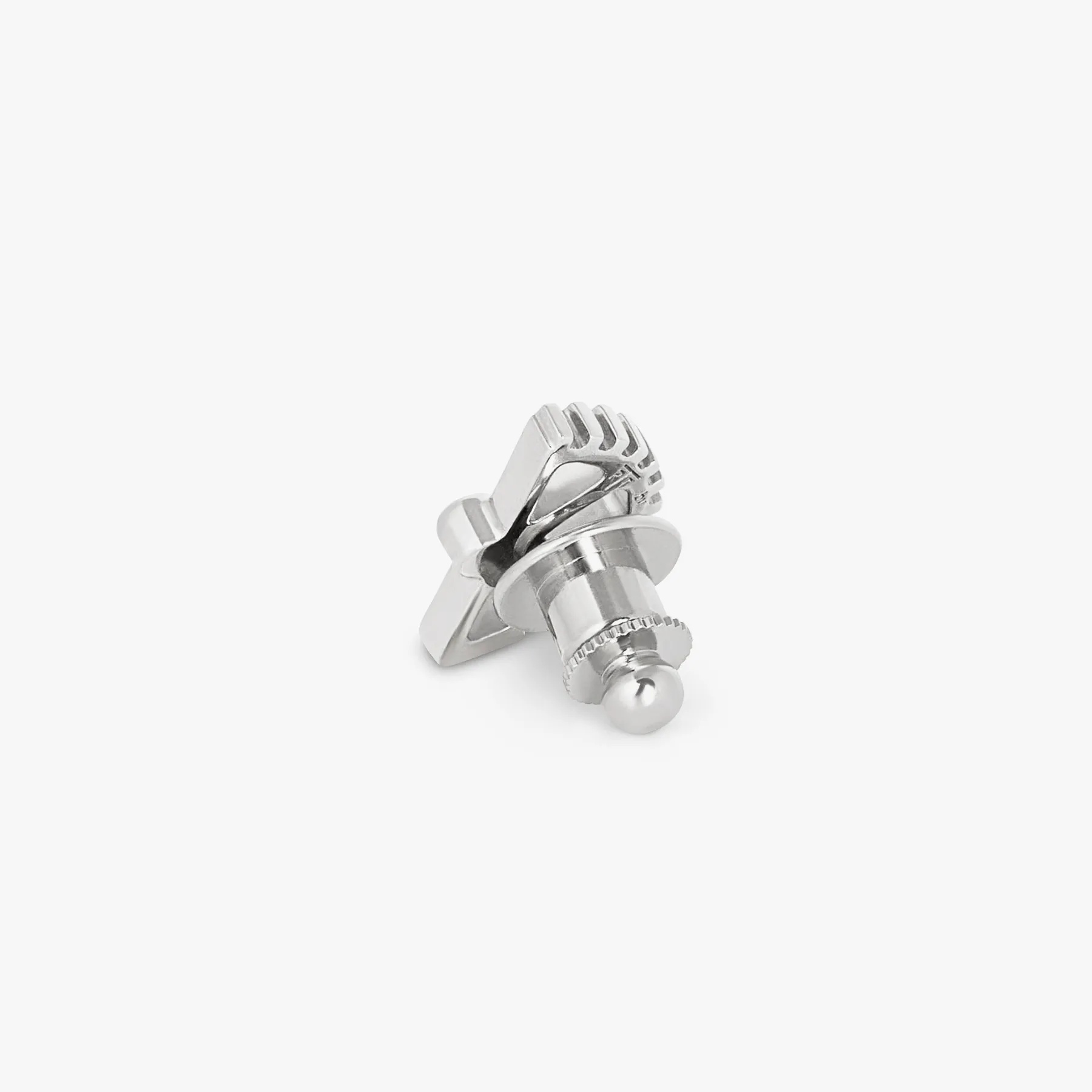 Puzzle Gear Pin in Rhodium Plated with Black Spinel sold by Tateossian
