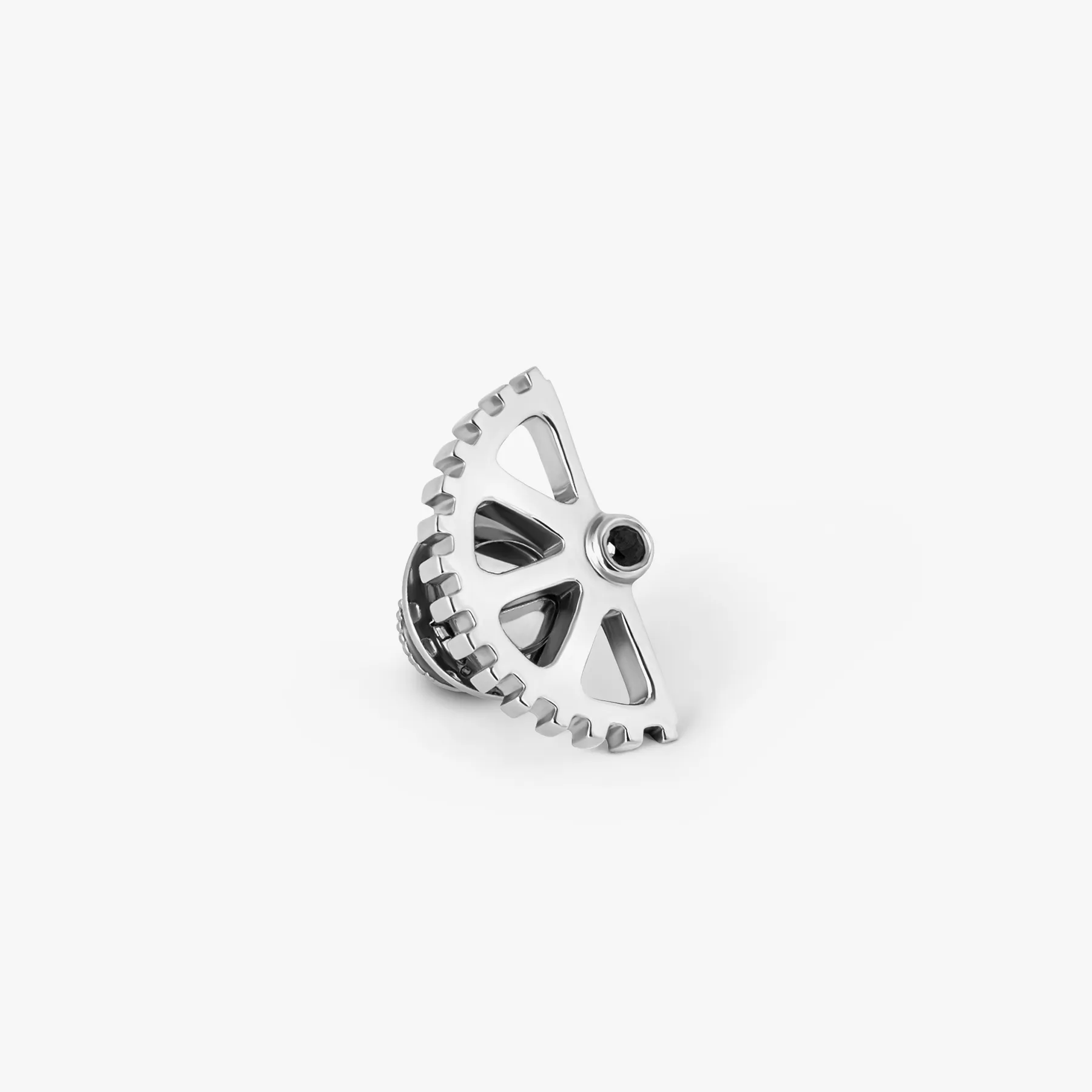 Puzzle Gear Pin in Rhodium Plated with Black Spinel sold by Tateossian product image thumbnail 3