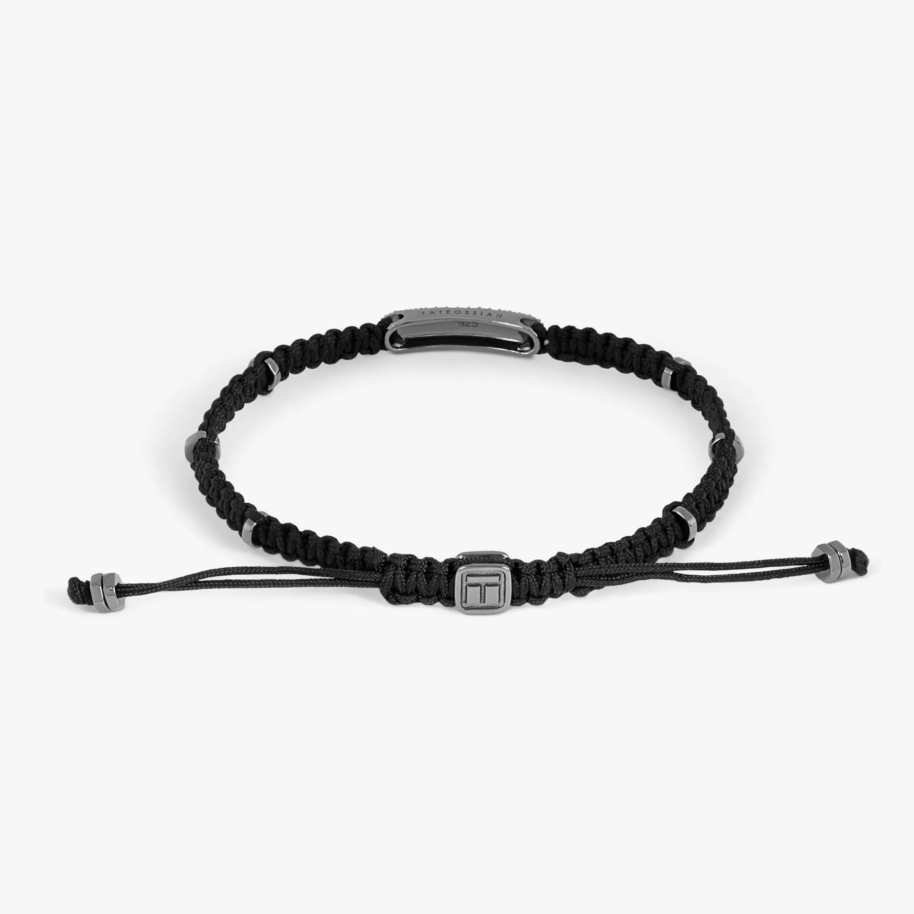 Baton Macrame Bracelet In Ruthrnium Plated Silver with Blue Sapphire sold by Tateossian product image thumbnail 3