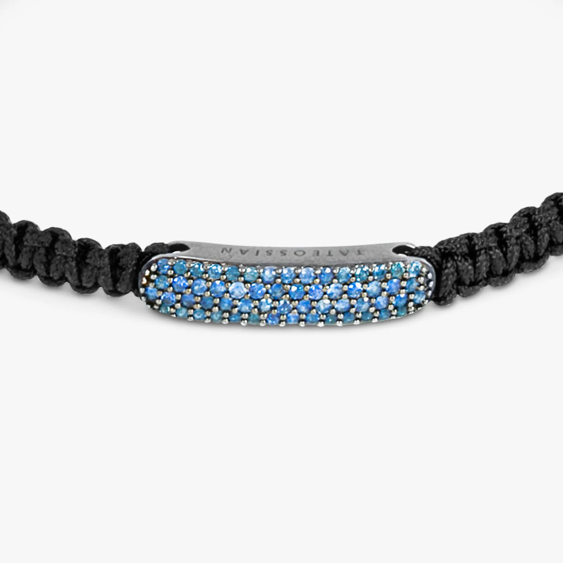 Baton Macrame Bracelet In Ruthrnium Plated Silver with Blue Sapphire sold by Tateossian product image thumbnail 4