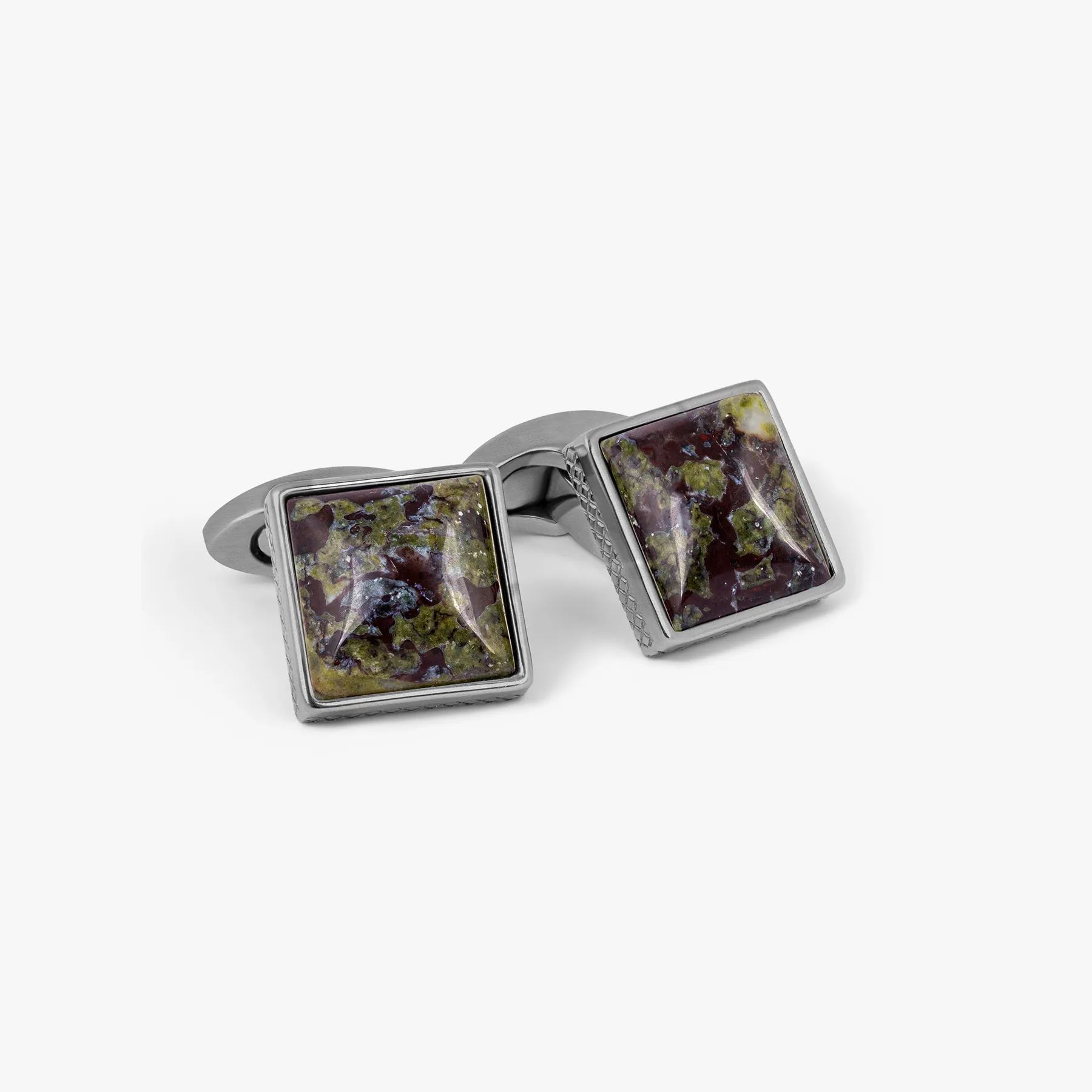 Titanium Classic Cufflinks with Green & Brown Forest Stone sold by Tateossian