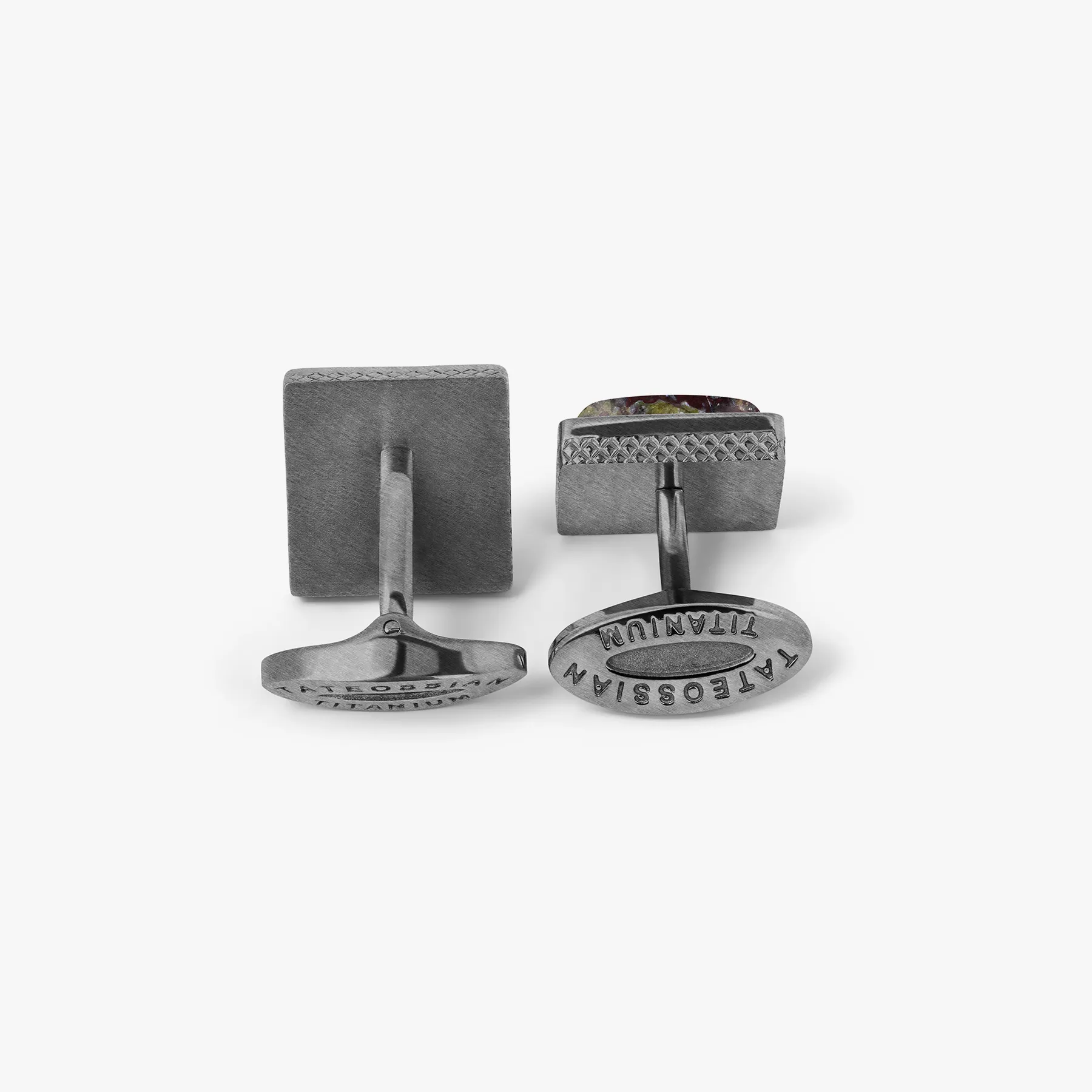 Titanium Classic Cufflinks with Green & Brown Forest Stone sold by Tateossian product image thumbnail 3