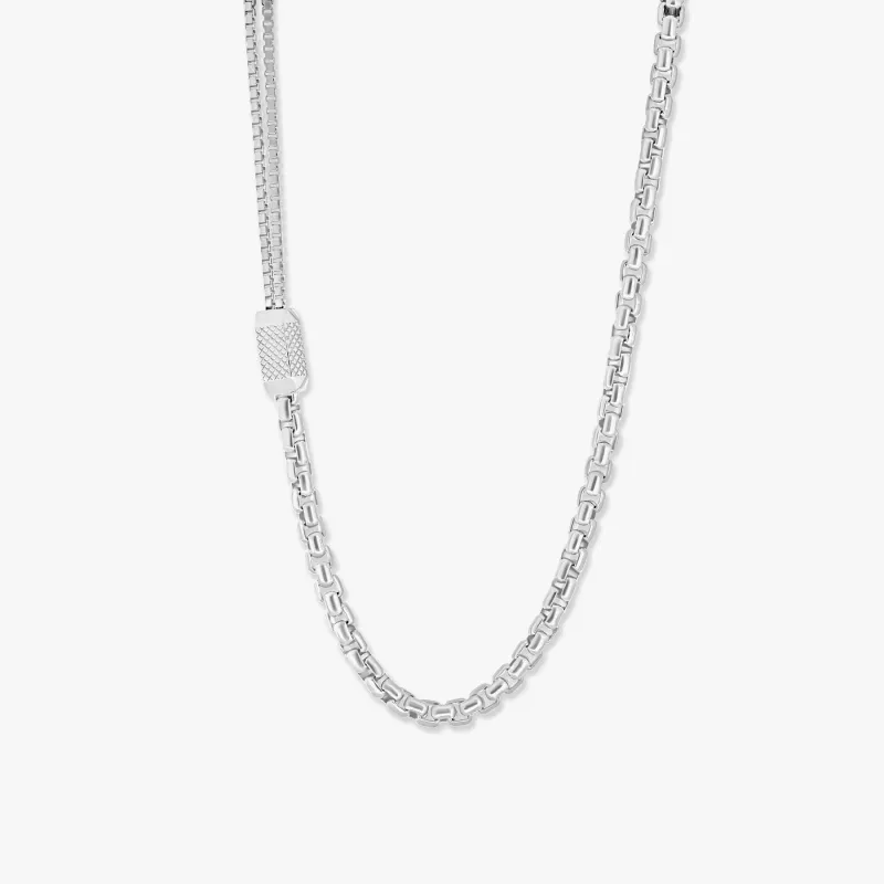 Hexade Box Chain Necklace In Rhodium Plated Silver sold by Tateossian