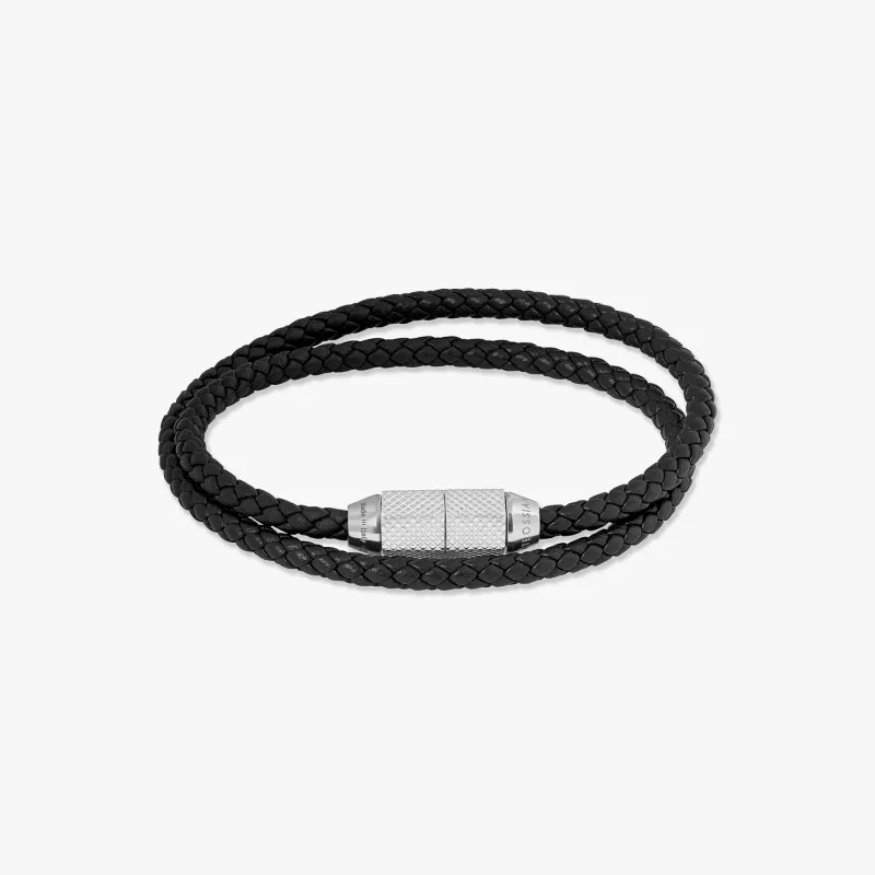 Signature Hexade Pop Bracelet  In Black With Rhodium Plated Silver sold by Tateossian