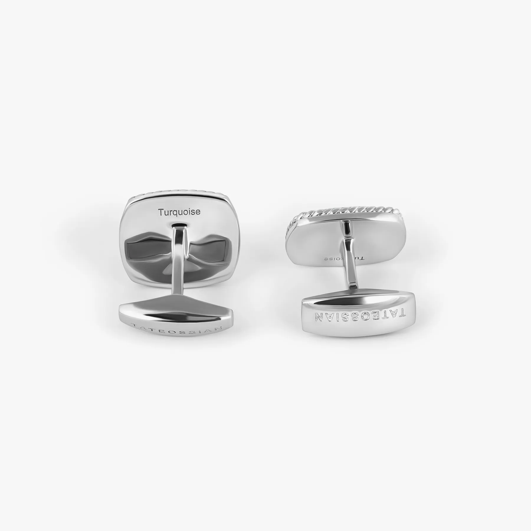 Cable Jasper Cufflinks in Rhodium Plated Silver with Amaroo Turquoise sold by Tateossian product image thumbnail 3