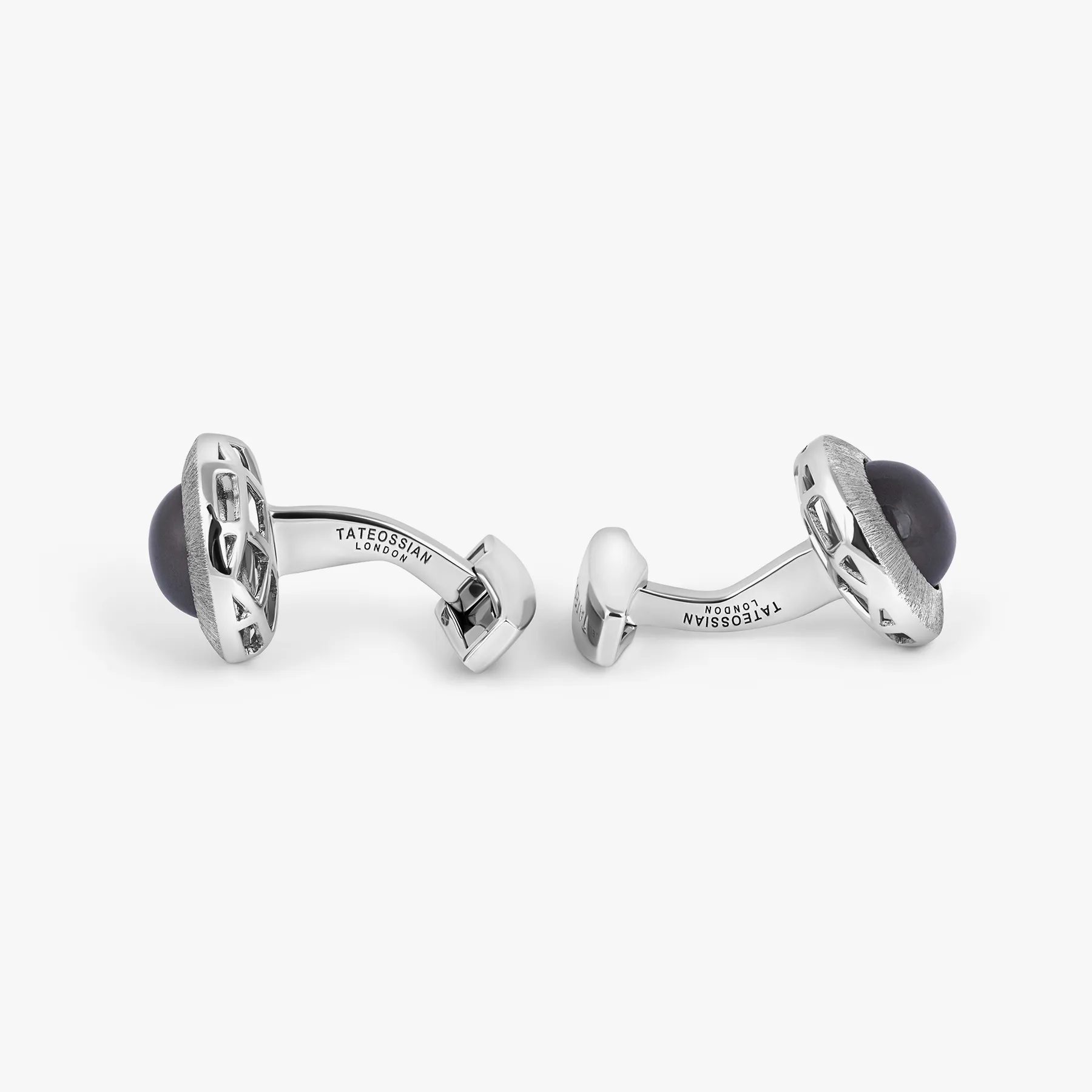 Graffiato Moonstone Cufflinks in Rhodium Plated Silver sold by Tateossian product image thumbnail 4