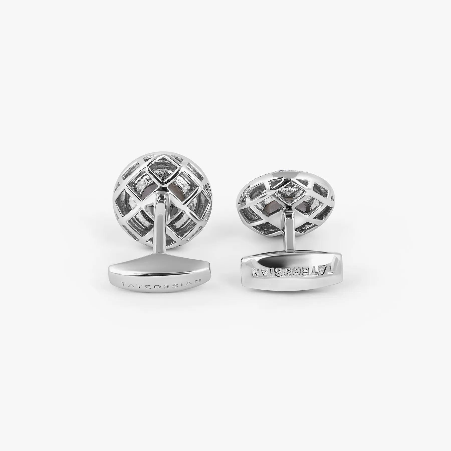 Graffiato Moonstone Cufflinks in Rhodium Plated Silver sold by Tateossian product image thumbnail 3