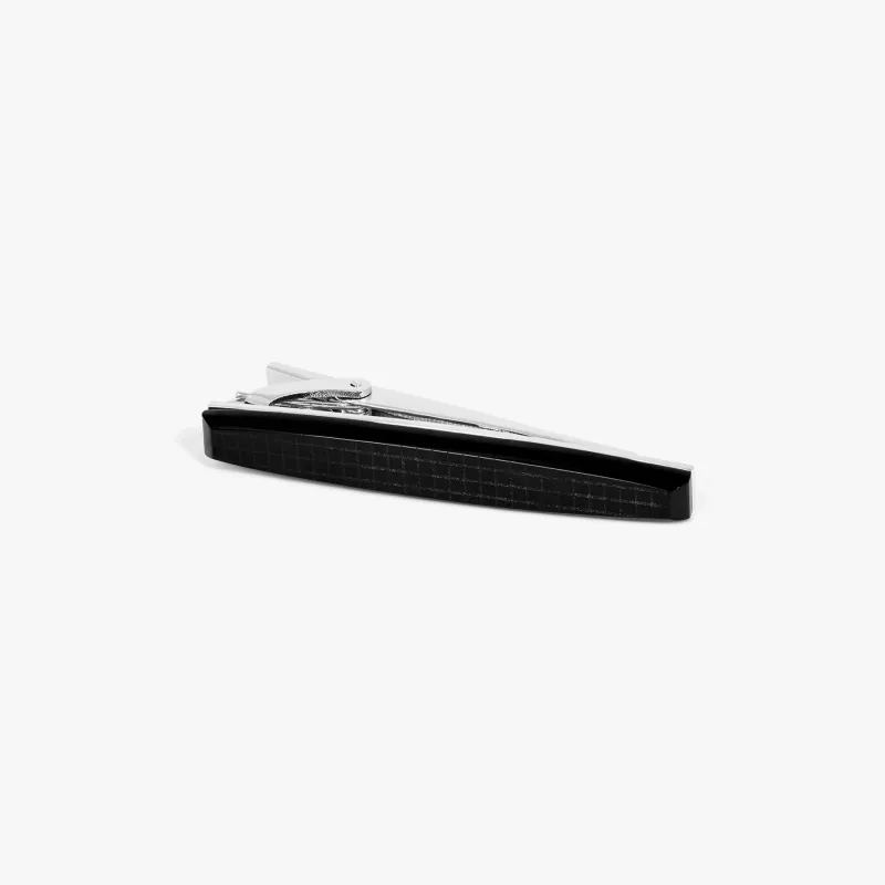 THOMPSON Woven Tonneau Tie Clip In Black Onyx With White Bronze sold by Tateossian