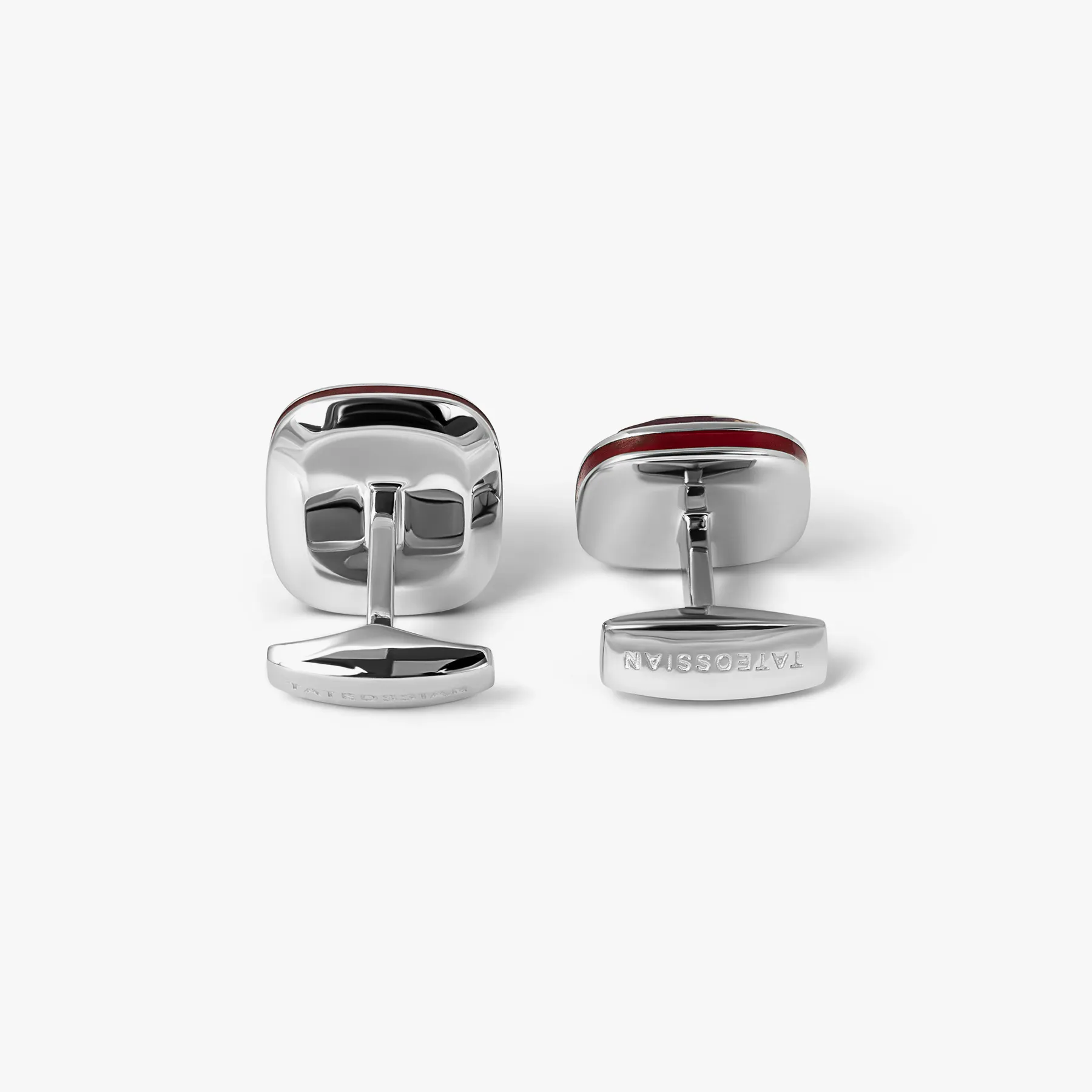 Doppione Cushion Cufflinks With Ruby In Rhodium Silver sold by Tateossian product image thumbnail 3