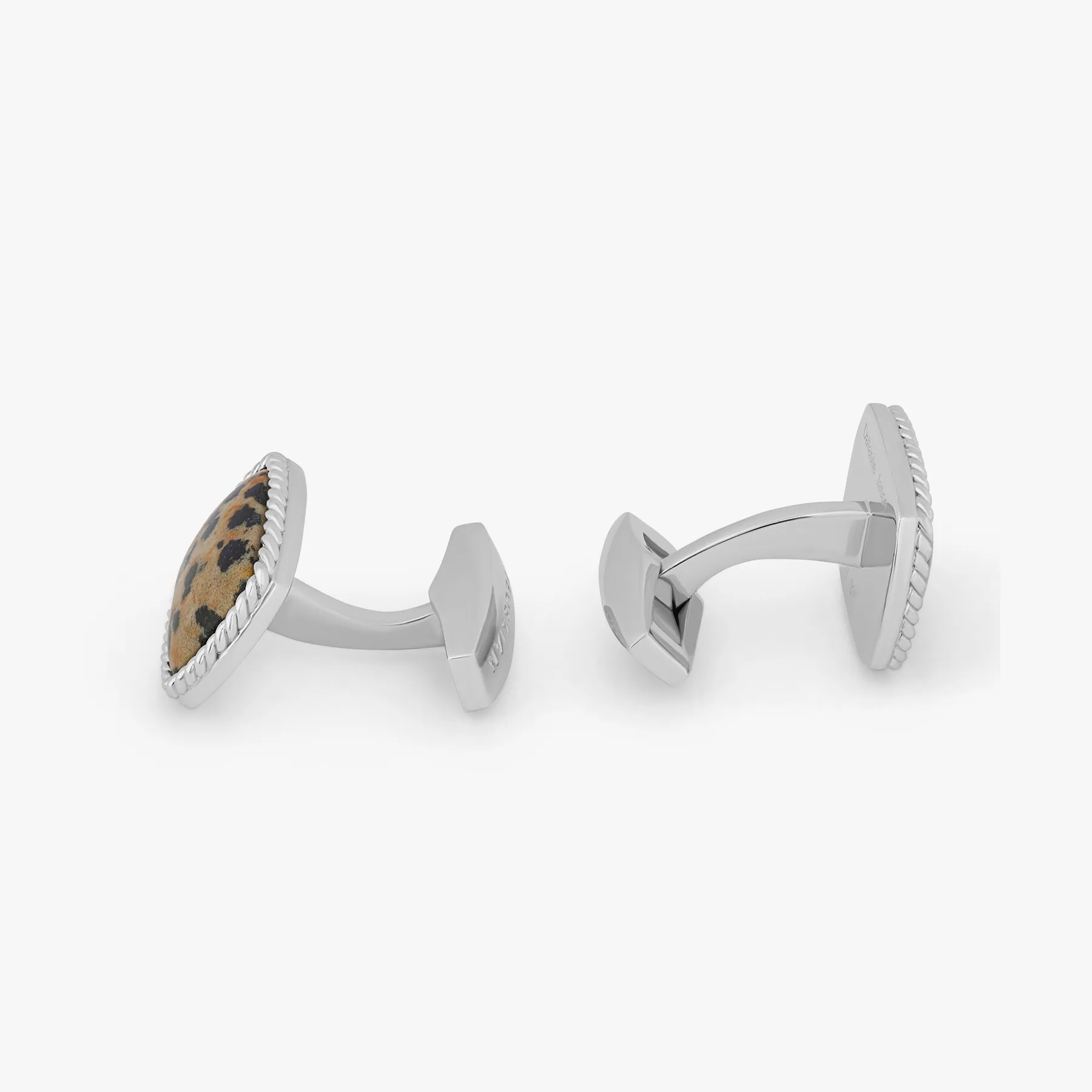 Cable Jasper Cufflinks In Rhodium Plated Silver with Dalmation sold by Tateossian product image thumbnail 3