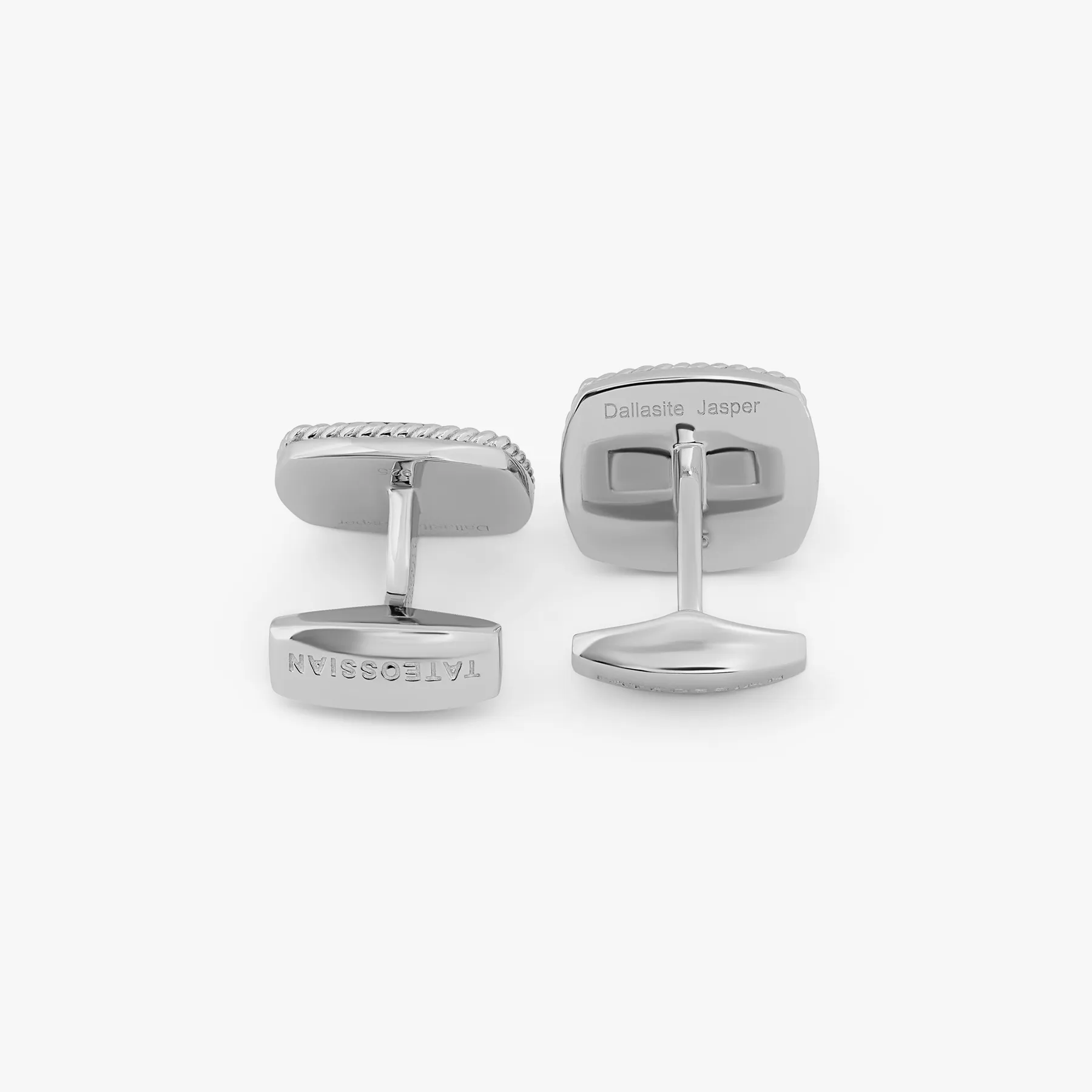 Cable Jasper Cufflinks In Rhodium Plated Silver with Dalmation sold by Tateossian product image thumbnail 4