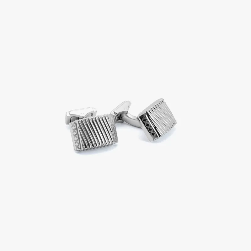 THOMPSON Ribbed cufflinks in IP plated steel sold by Tateossian