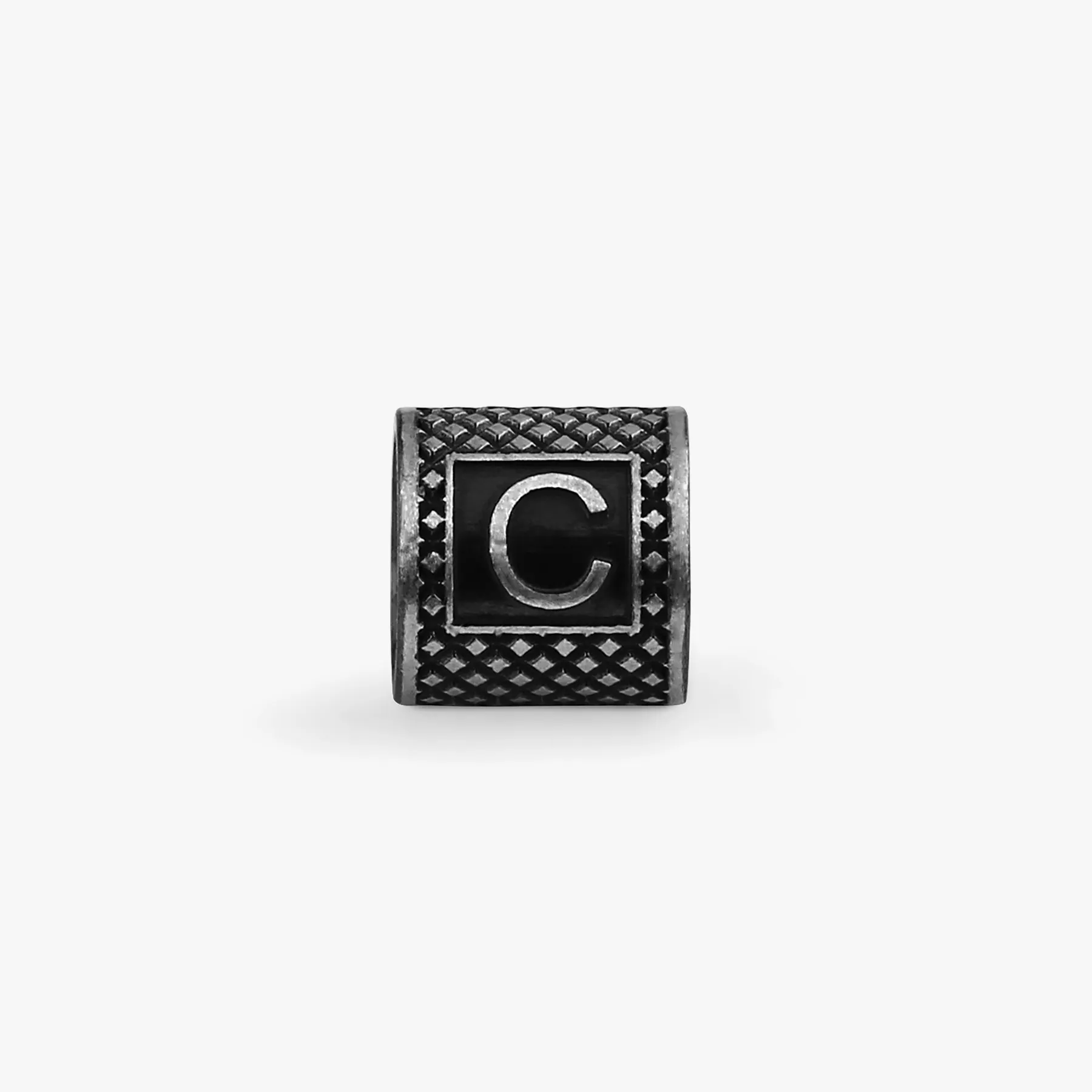Lucky Me Initial C Charm In Black Rhodium Plated Silver sold by Tateossian