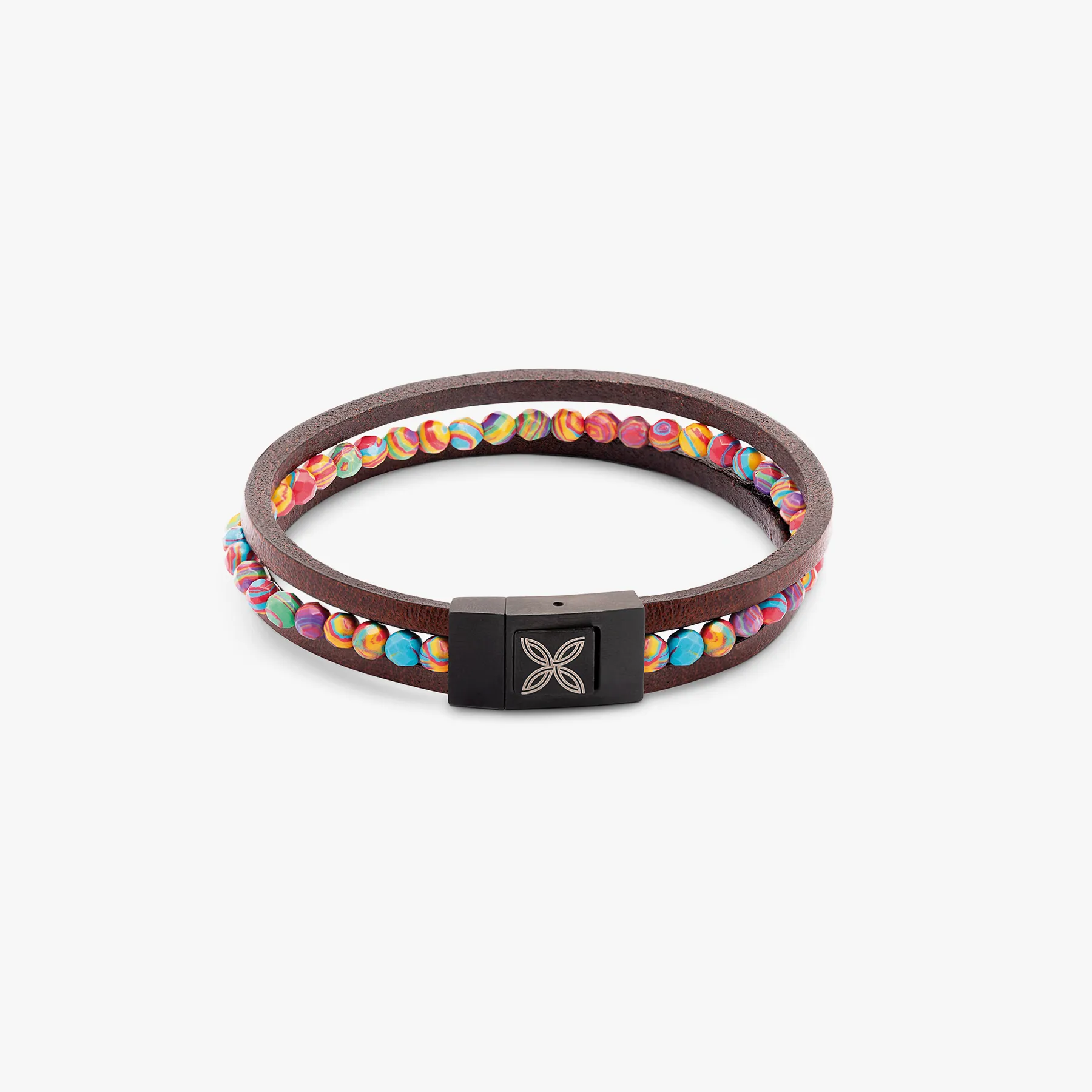 THOMPSON Combinar bracelet in brown leather sold by Tateossian