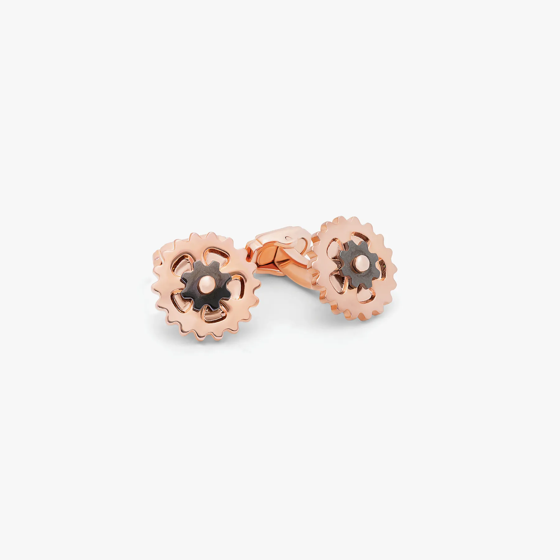 THOMPSON Gear Smooth rose gold plated cufflinks sold by Tateossian