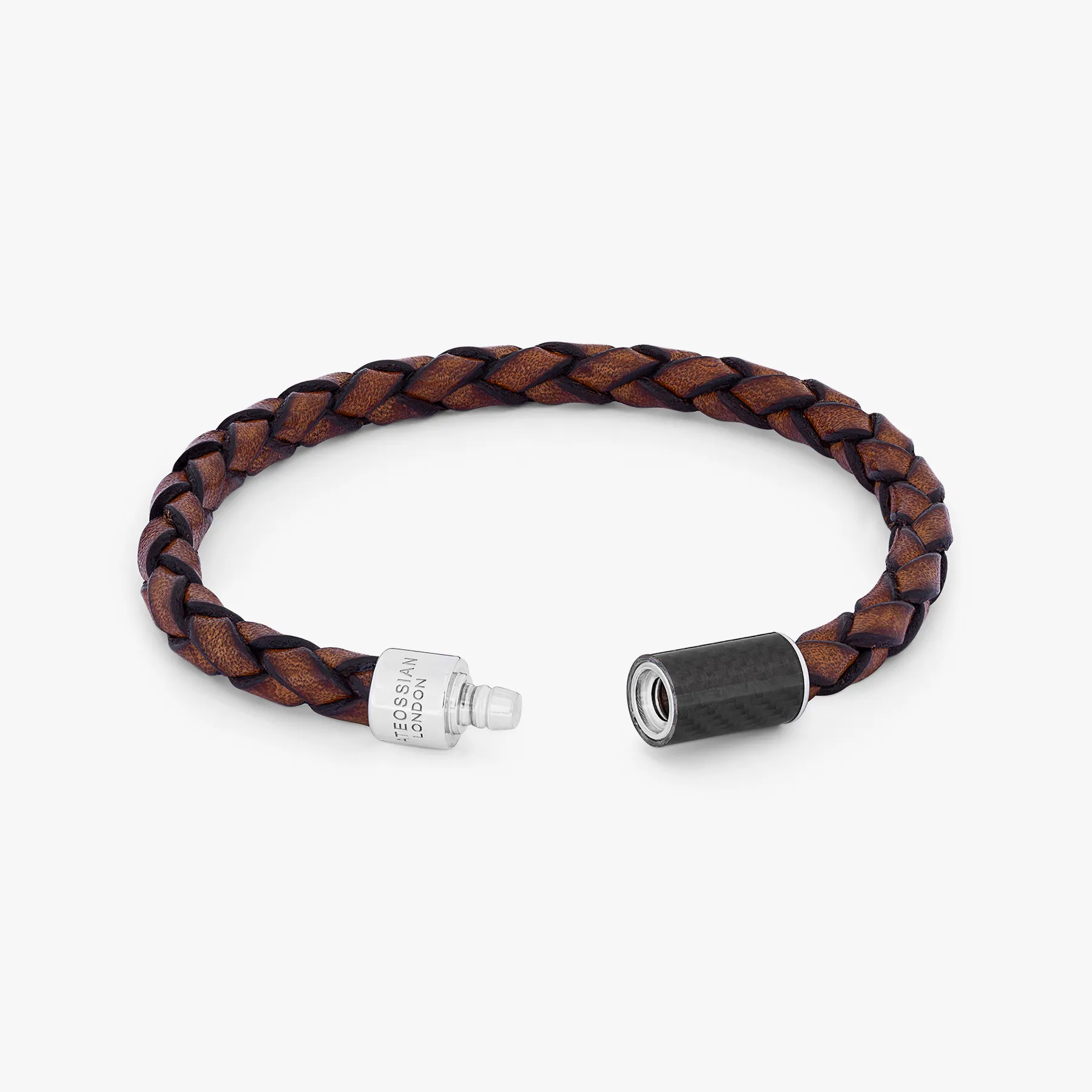 Carbon Pop bracelet with brown leather and black carbon fibre sold by Tateossian product image thumbnail 2