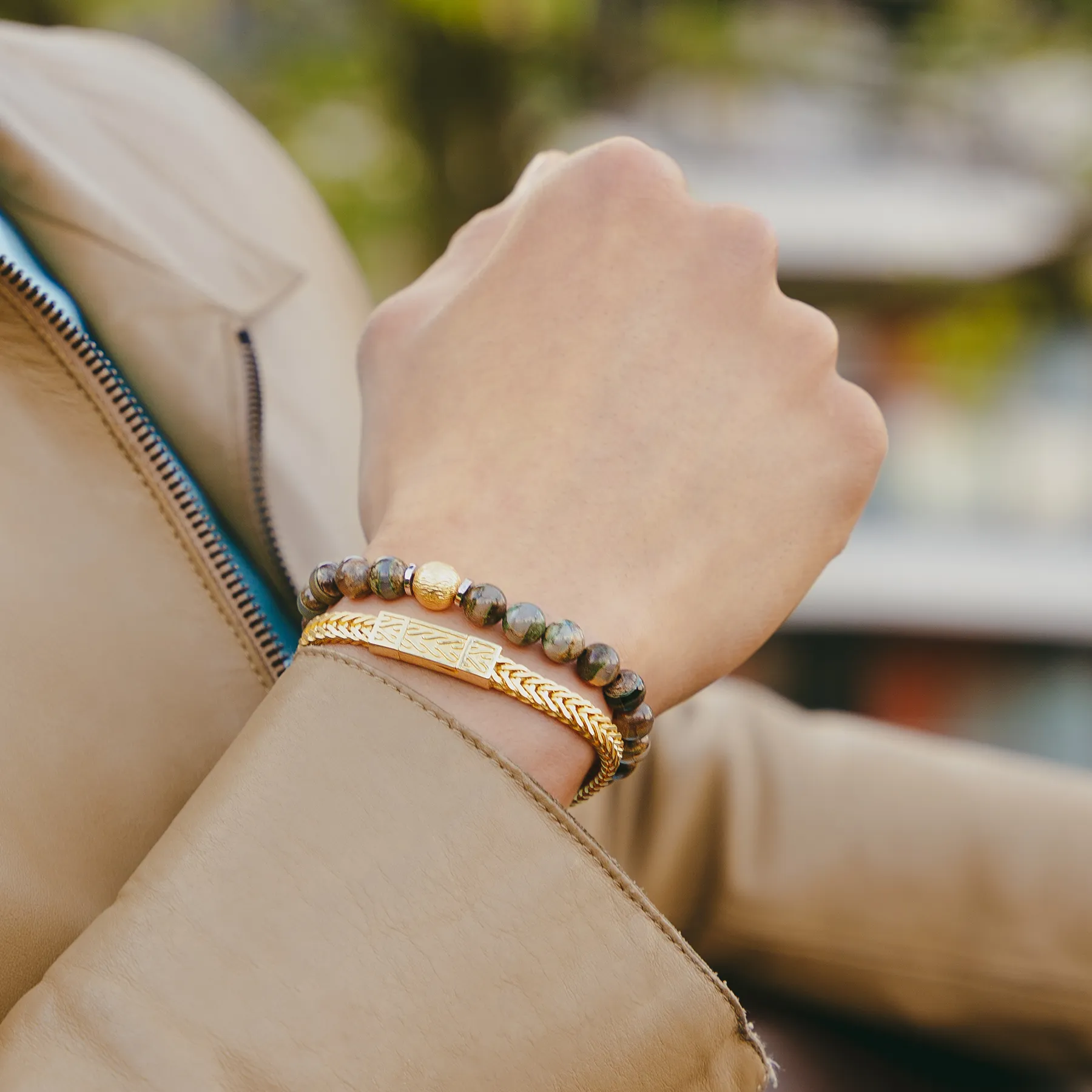 Lhasa Graffiato Bracelet In Green With 18K Yellow Gold Plated Silver sold by Tateossian product image thumbnail 4