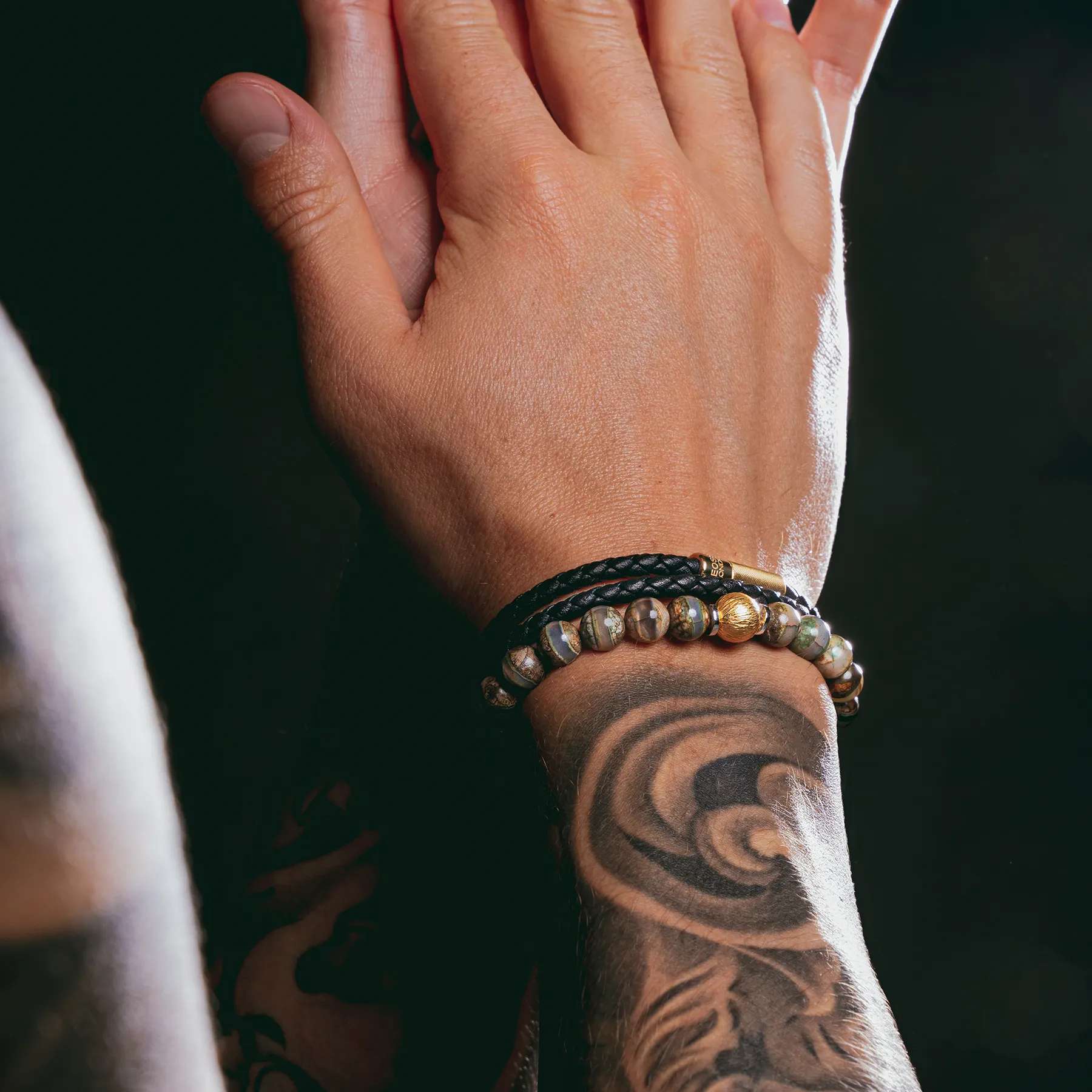 Lhasa Graffiato Bracelet In Green With 18K Yellow Gold Plated Silver sold by Tateossian product image thumbnail 2