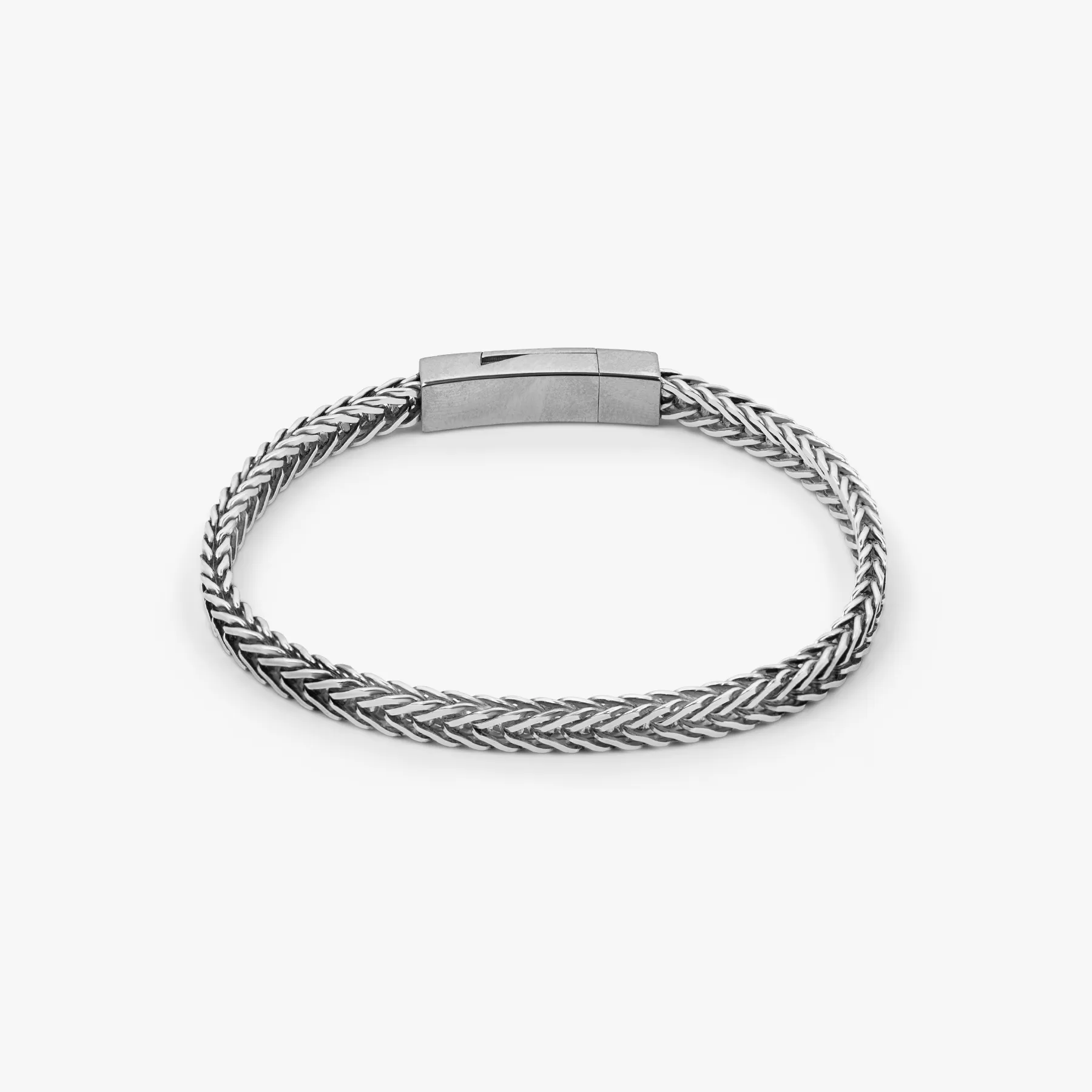 Herringbone Click Coda Di Volpe Bracelet In Oxidised Silver sold by Tateossian product image thumbnail 2