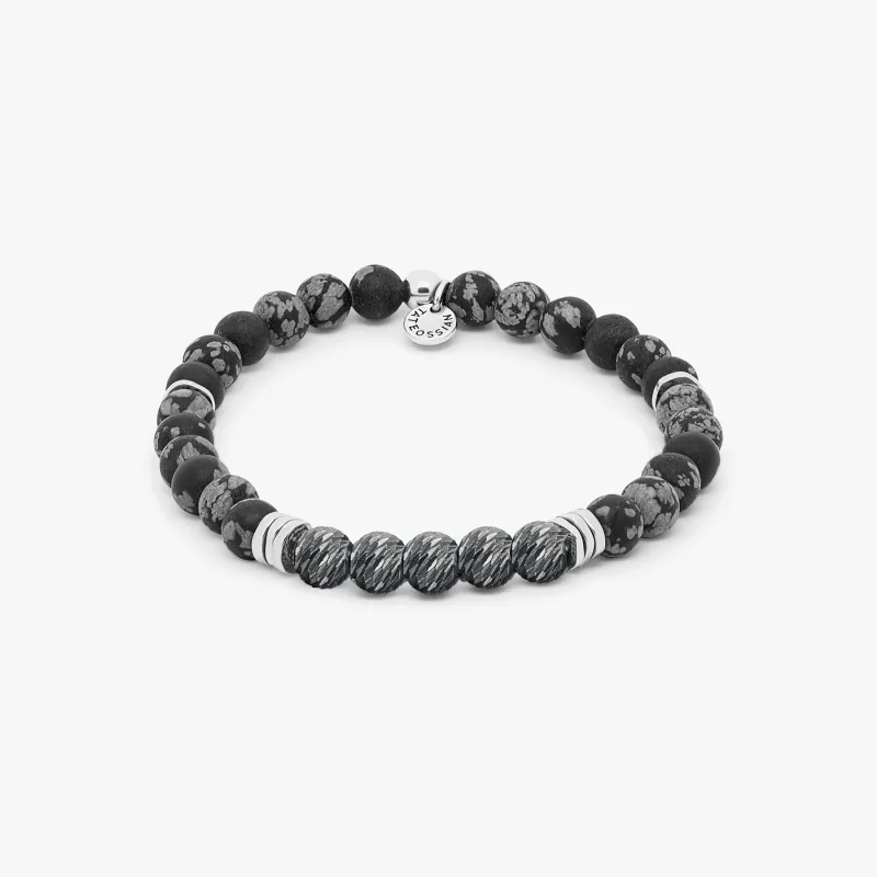 Stonehenge Graffiato Bracelet With Snowflake Obsidian sold by Tateossian