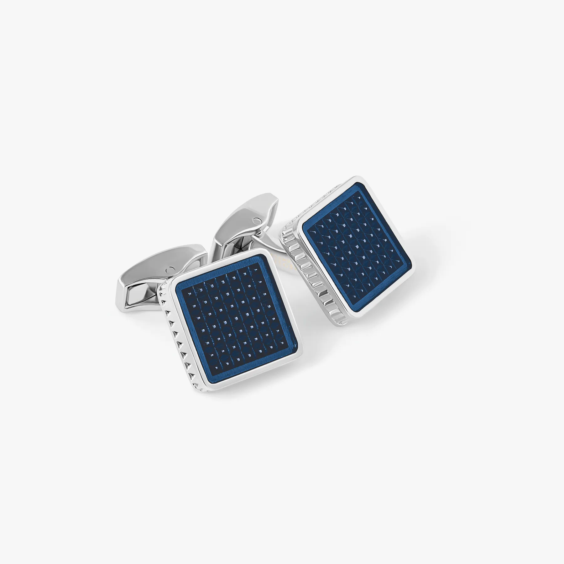 Giza Ice Cufflinks With Navy Enamel sold by Tateossian