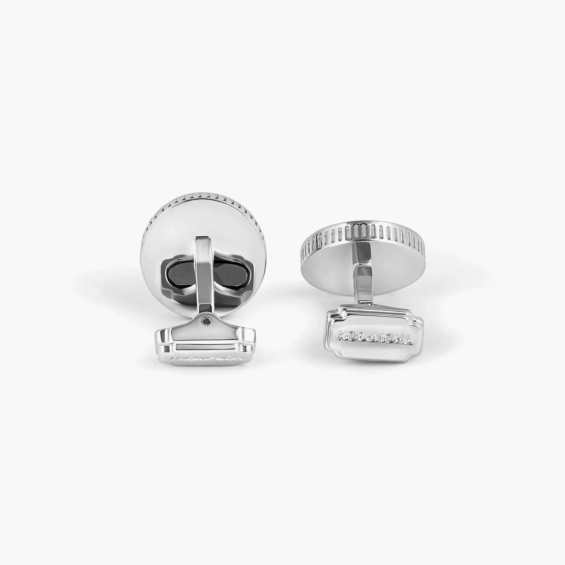 THOMPSON Tambor Cufflinks In White Bronze plated Base Metal With Onyx sold by Tateossian product image thumbnail 3
