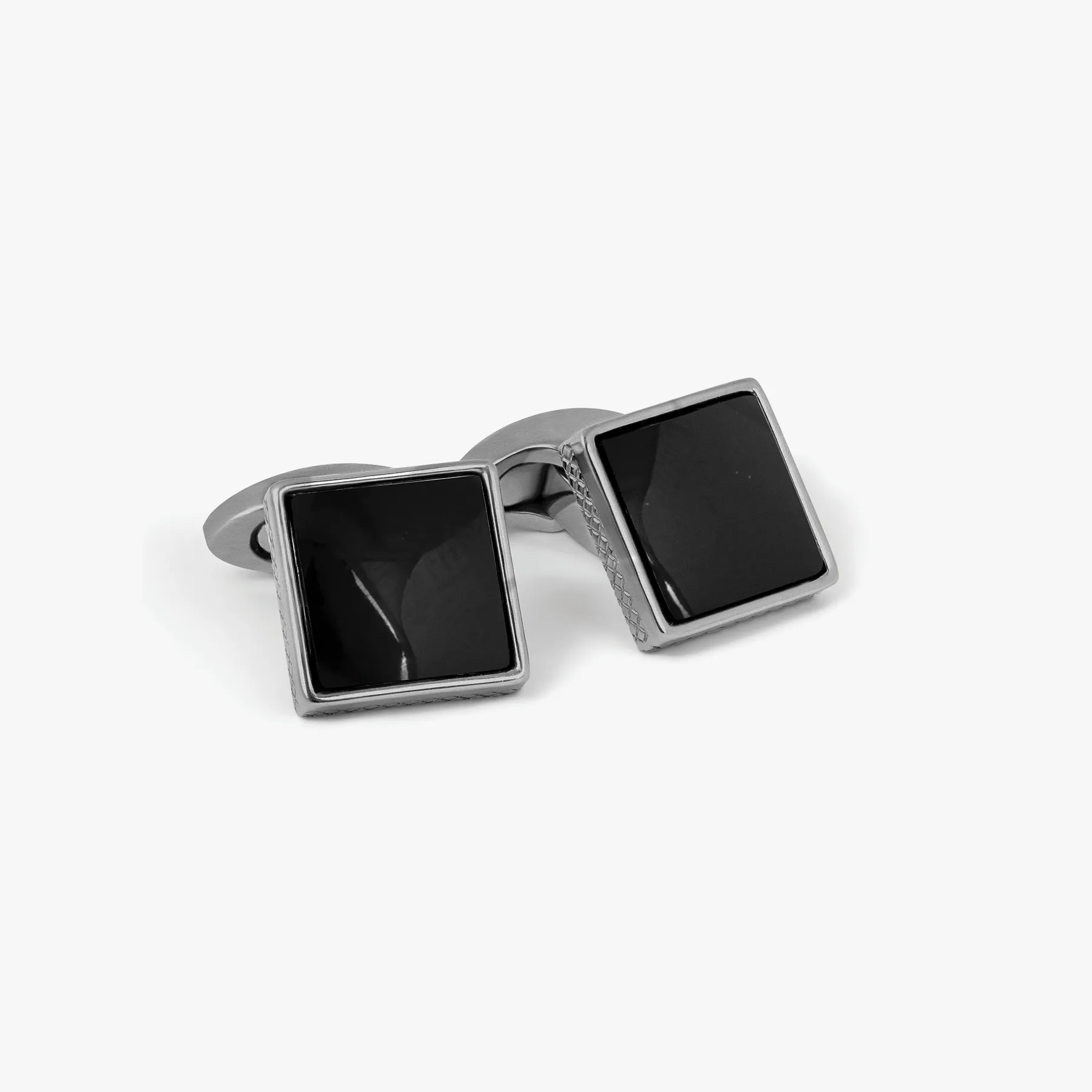 Titanium Classic Cufflinks With Onyx sold by Tateossian