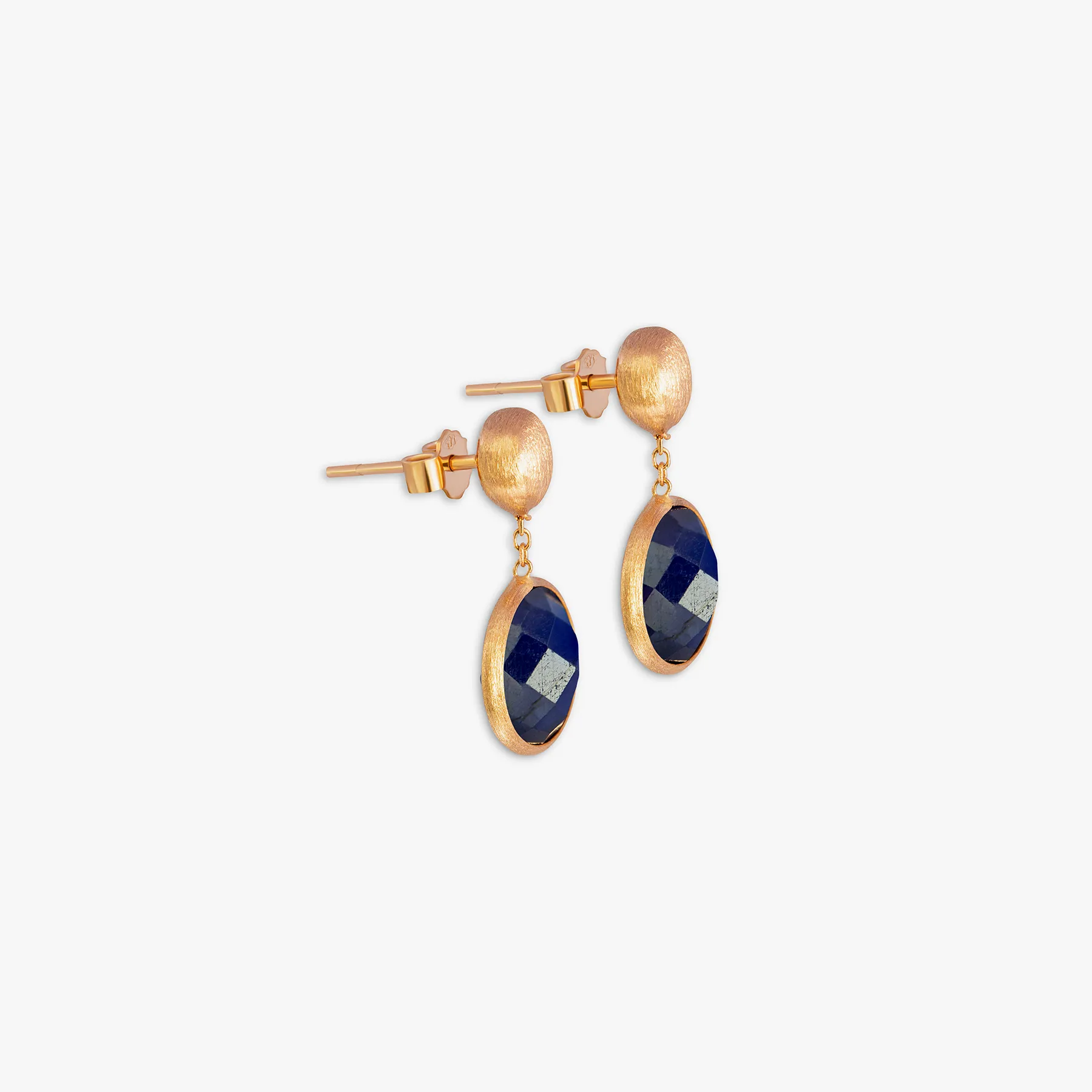 14K satin rose gold Kensington drop earrings with sapphire sold by Tateossian product image thumbnail 4