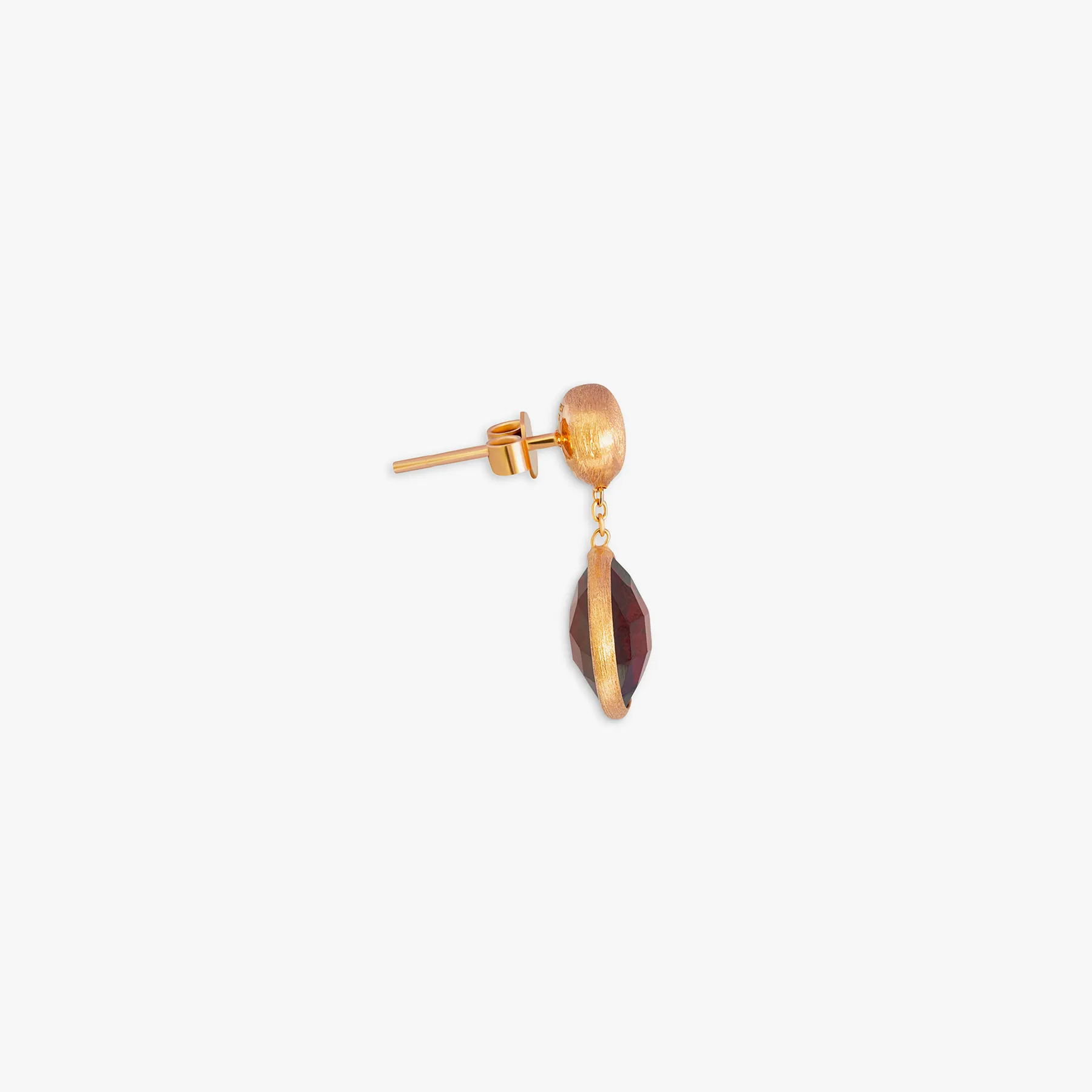 14K satin rose gold Kensington drop earrings with garnet sold by Tateossian product image thumbnail 2