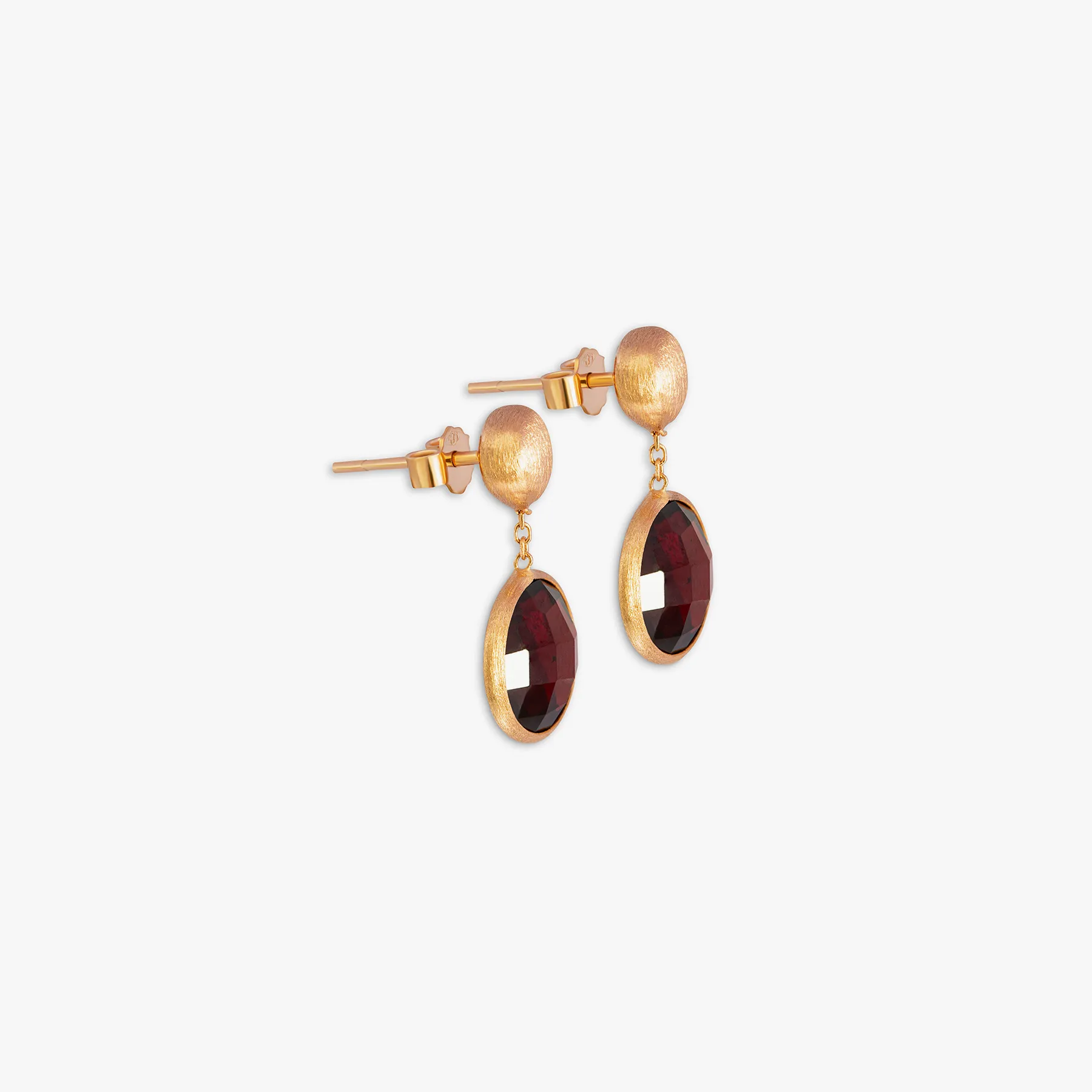 14K satin rose gold Kensington drop earrings with garnet sold by Tateossian product image thumbnail 3