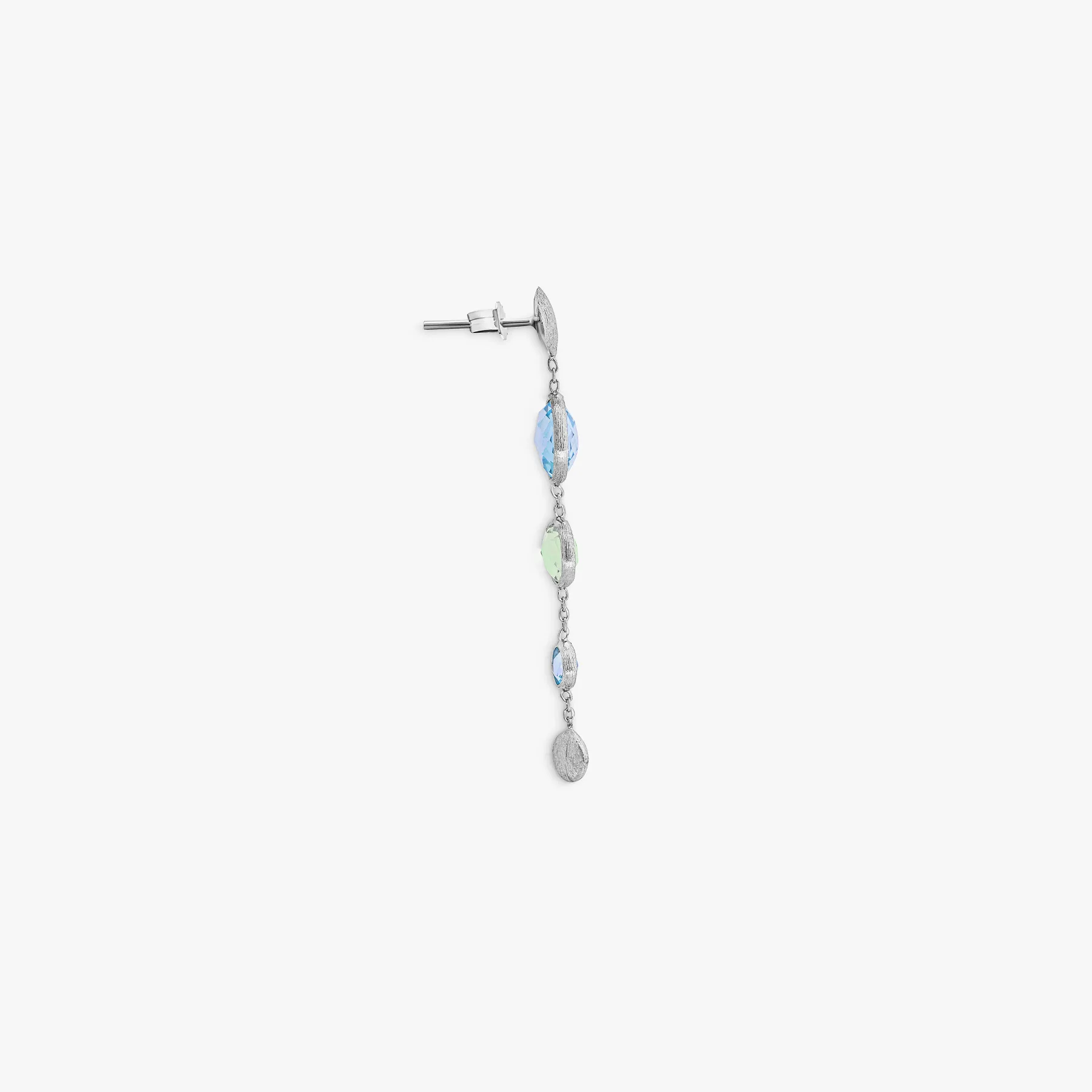 9K satin white gold Kensington long drop earrings with topaz and green amethyst sold by Tateossian product image thumbnail 2
