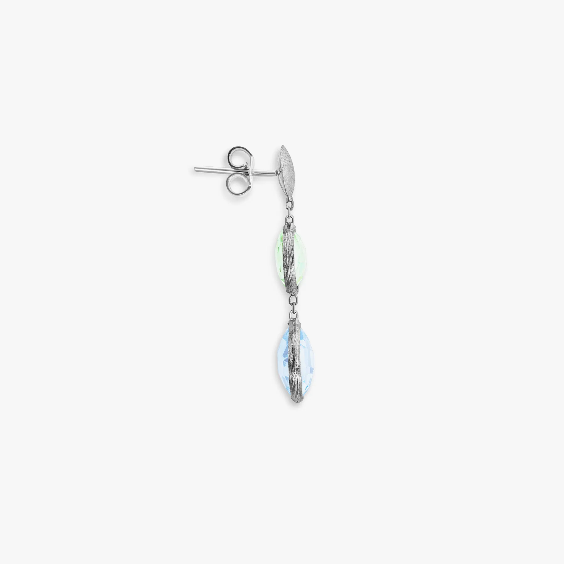 9K satin white gold Kensington drop earrings with topaz and green amethyst sold by Tateossian product image thumbnail 2
