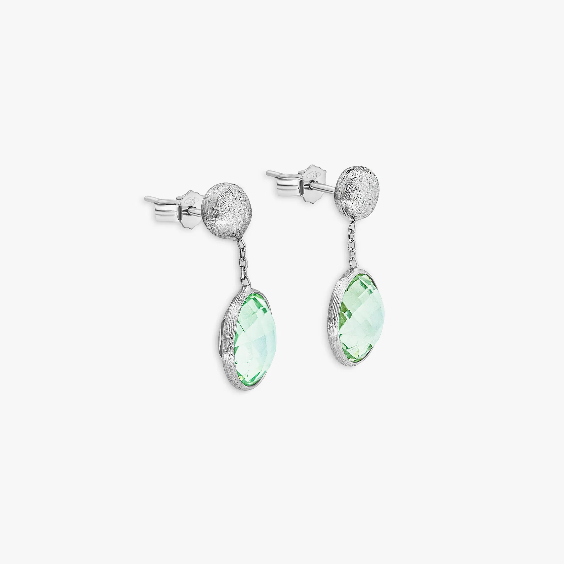9K satin white gold Kensington drop earrings with green amethyst sold by Tateossian product image thumbnail 3