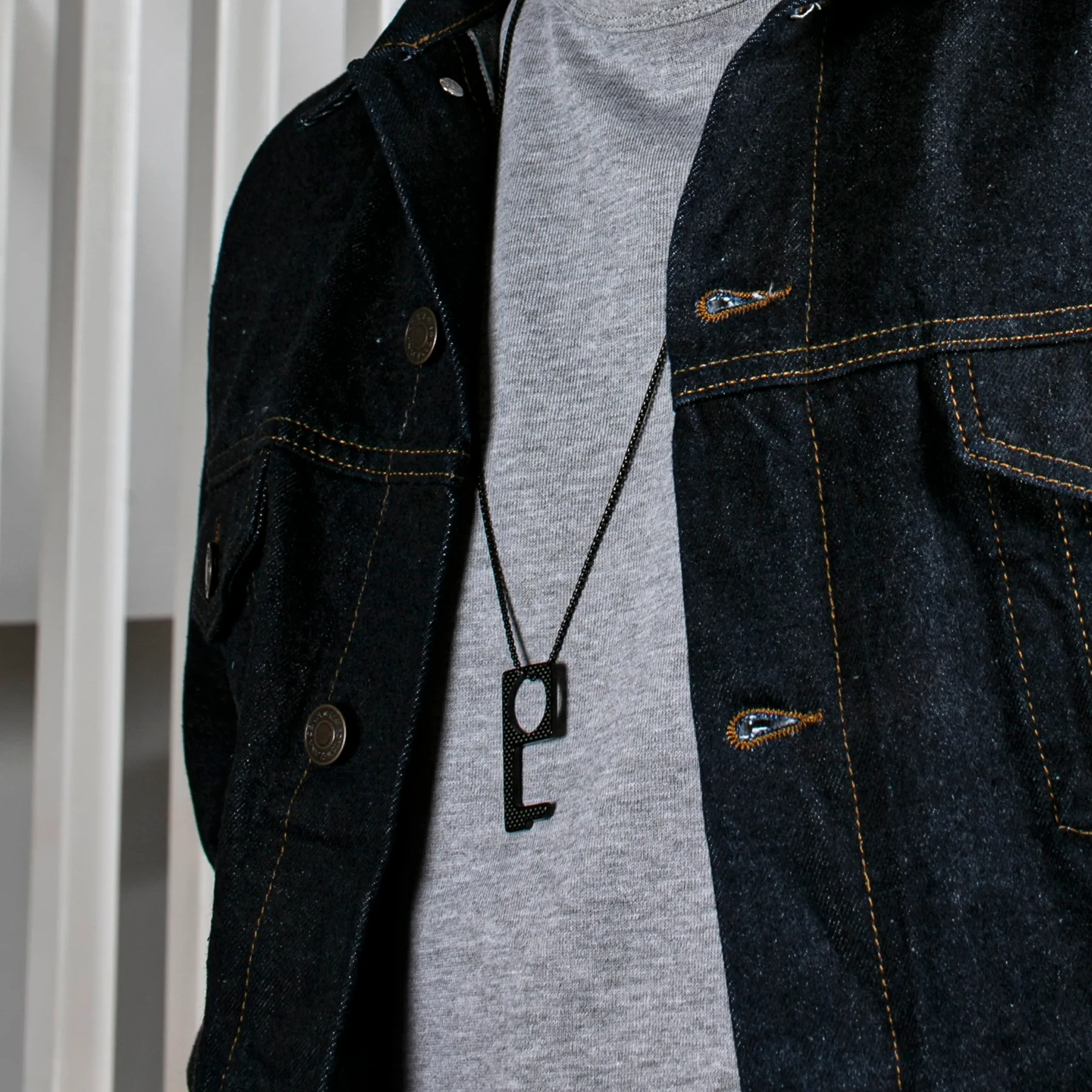 Non-contact necklace in stainless steel and carbon fibre sold by Tateossian product image thumbnail 2