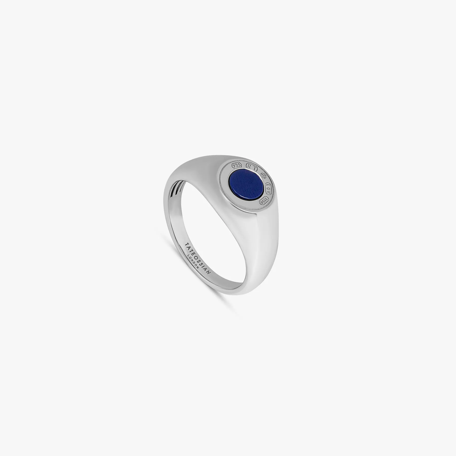 Signature Lock ring with blue lapis in rhodium plated silver sold by Tateossian