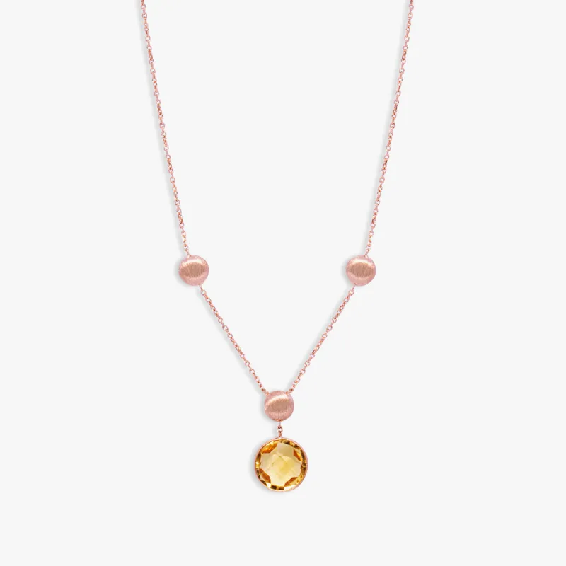 Kensington Necklace in 14K Satin Rose Gold with Citrine sold by Tateossian