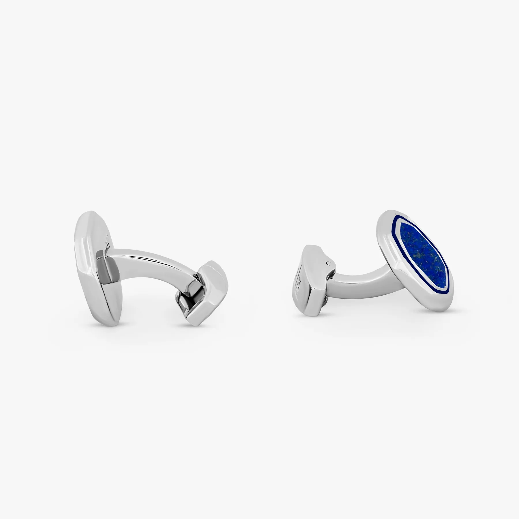 Octagon Semi-Precious Cufflinks with White Bronze Plated in Lapis sold by Tateossian product image thumbnail 2