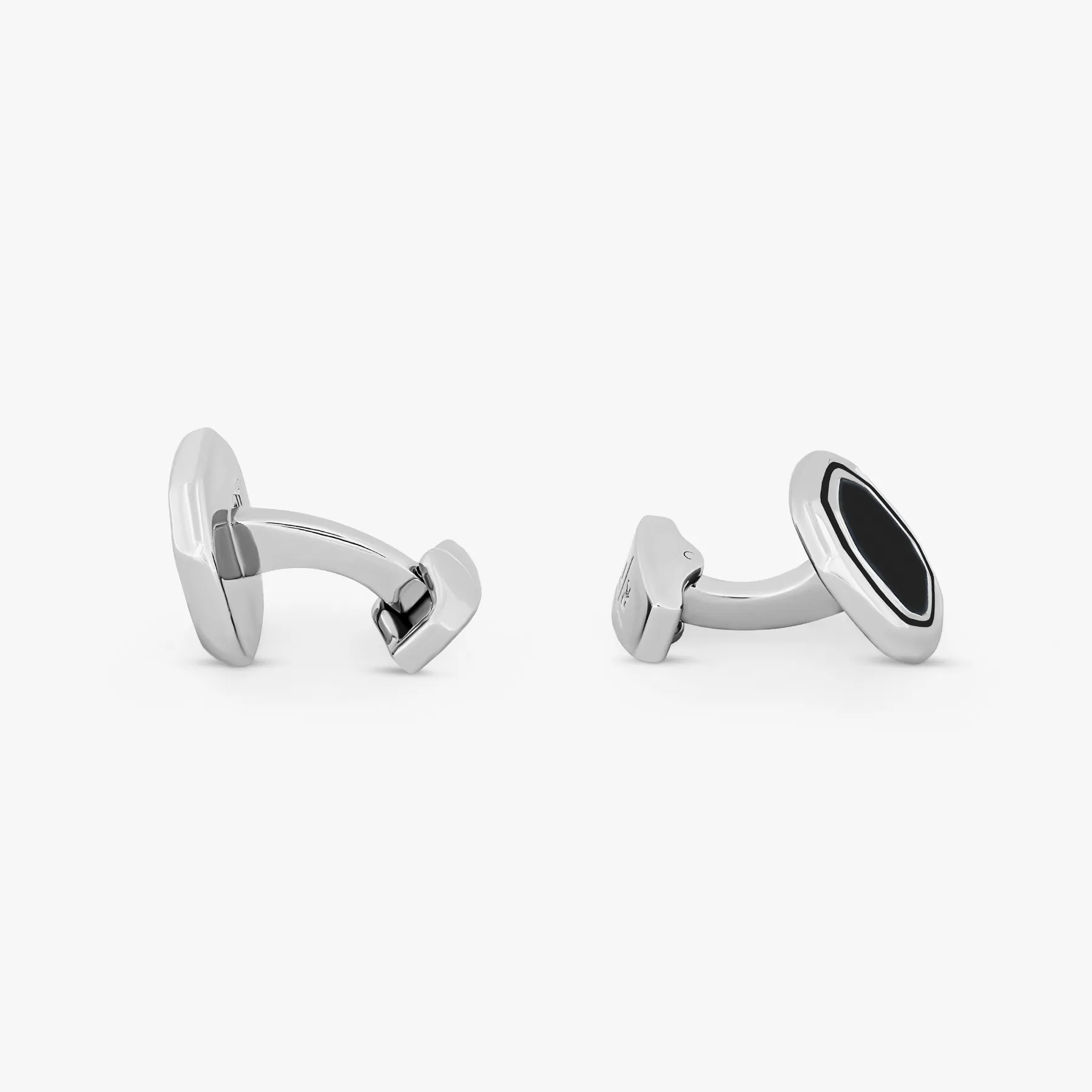 Octagon Semi-Precious Cufflinks With White Bronze Plated & Onyx sold by Tateossian product image thumbnail 2