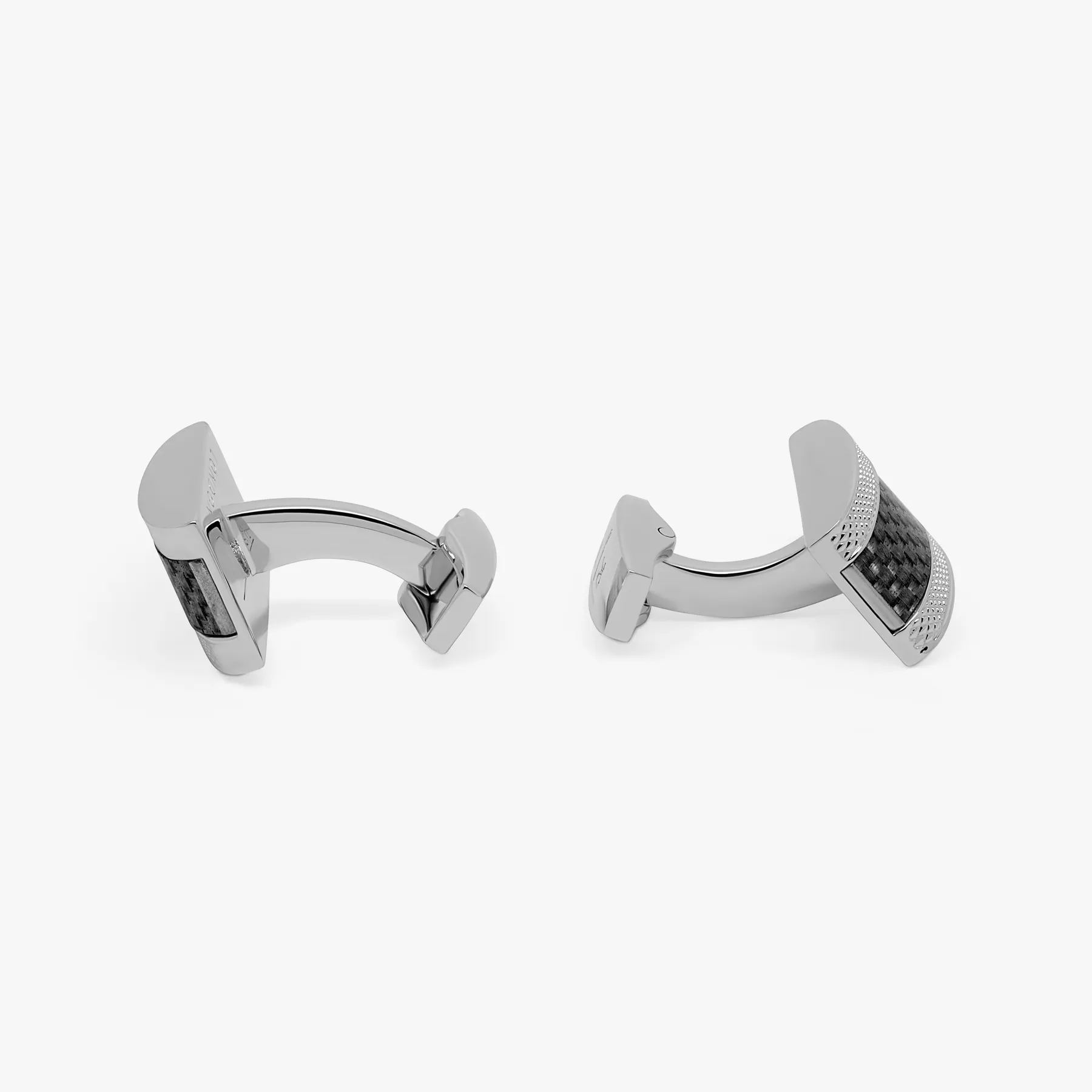 Carbon D-Shape cufflinks with palladium plated & black carbon fibre sold by Tateossian product image thumbnail 2