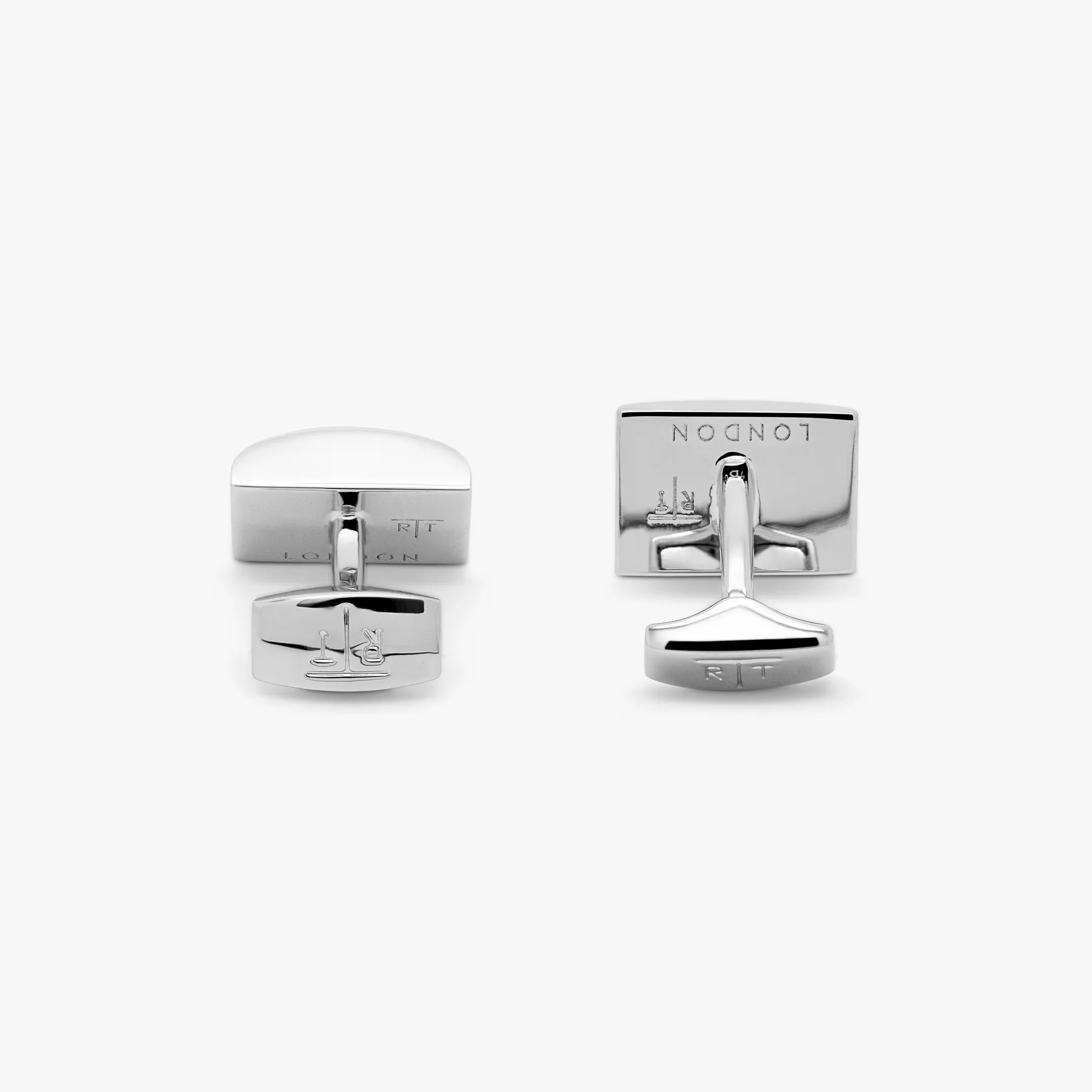 Carbon D-Shape cufflinks with palladium plated & black carbon fibre sold by Tateossian product image thumbnail 3