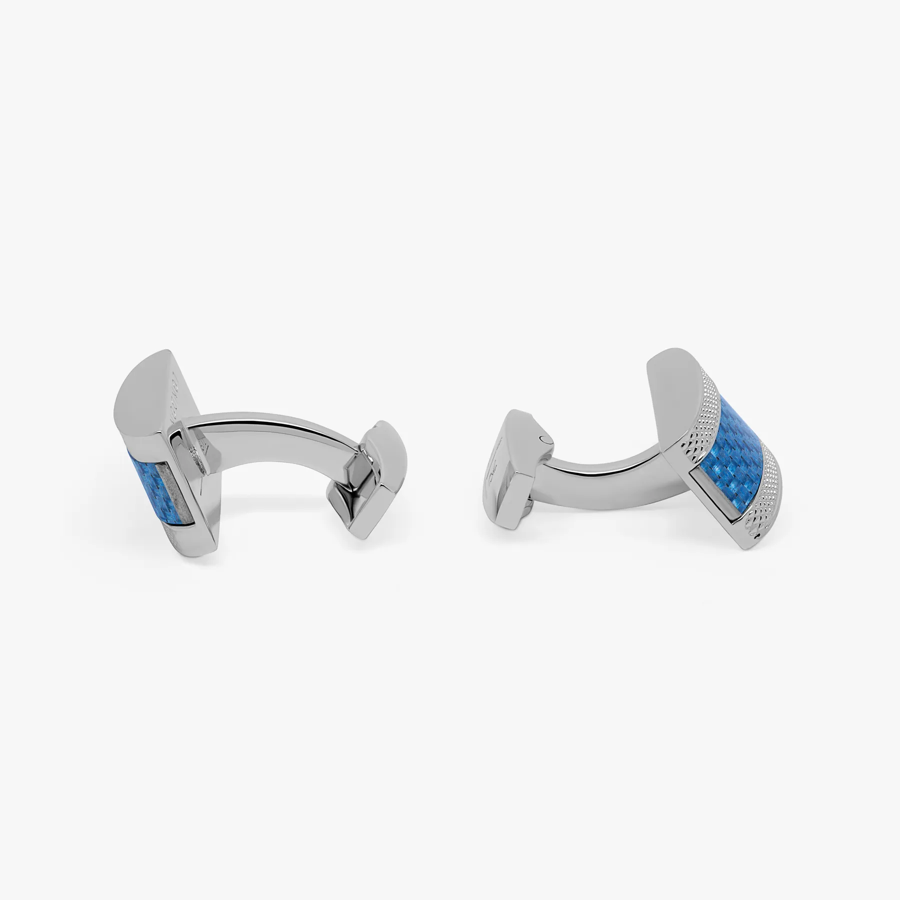 Carbon D-Shape cufflinks with Palladium Plated & blue alutex sold by Tateossian product image thumbnail 2