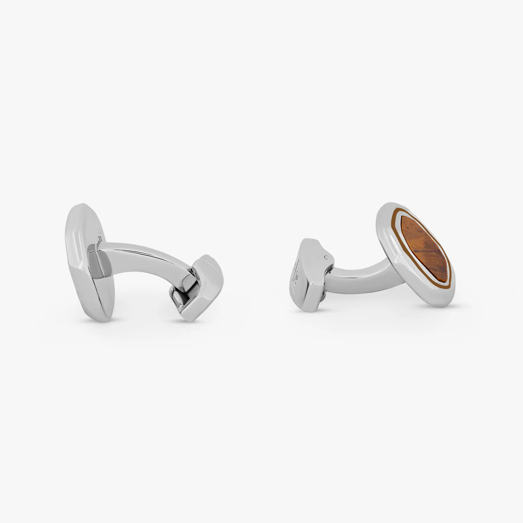 Octagon Semi-Precious cufflinks with White Bronze plated in Tiger Eye sold by Tateossian product image thumbnail 2