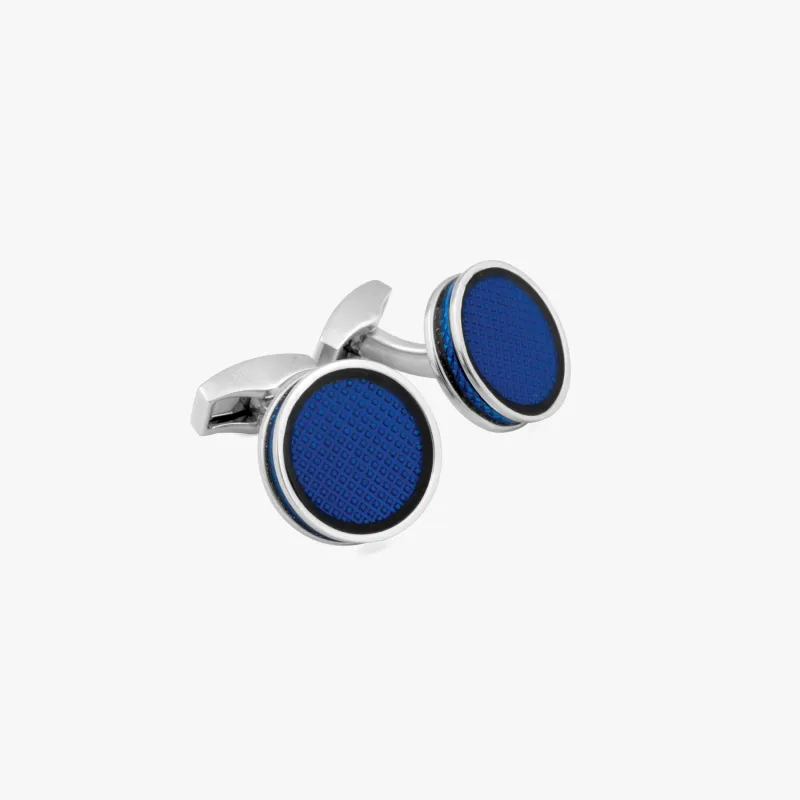 Tablet Ice Cufflinks in Palladium Plated & Blue Enamel sold by Tateossian