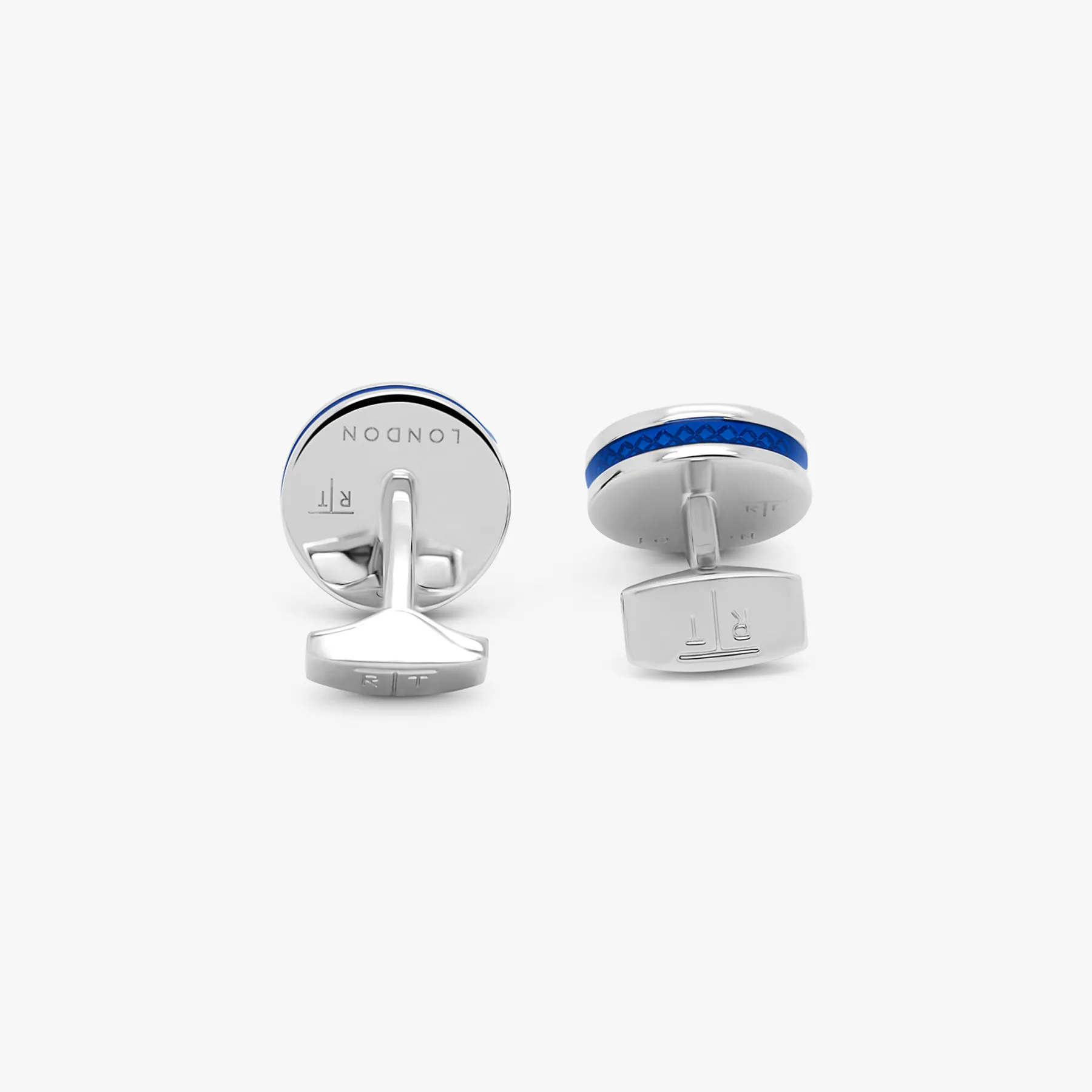 Tablet Ice Cufflinks in Palladium Plated & Blue Enamel sold by Tateossian product image thumbnail 3