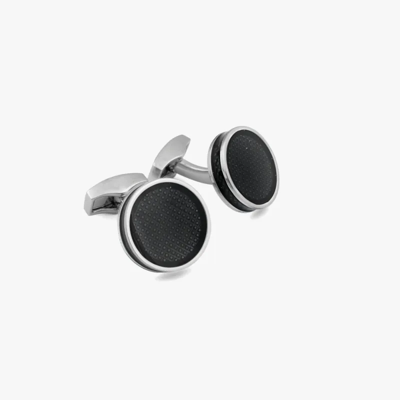 Tablet Ice Cufflinks in Palladium Plated & Black Enamel sold by Tateossian