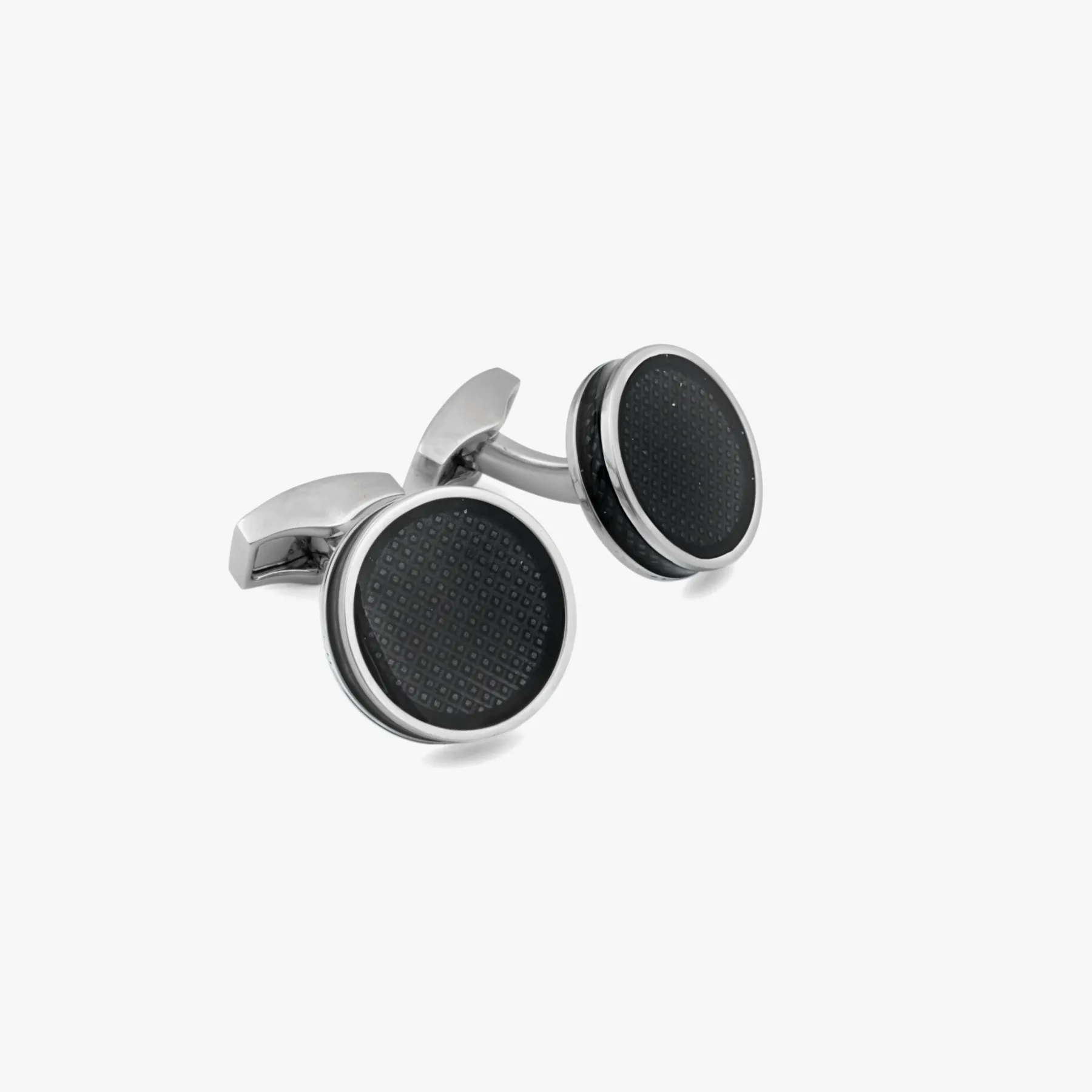 Tablet Ice Cufflinks in Palladium Plated & Black Enamel sold by Tateossian