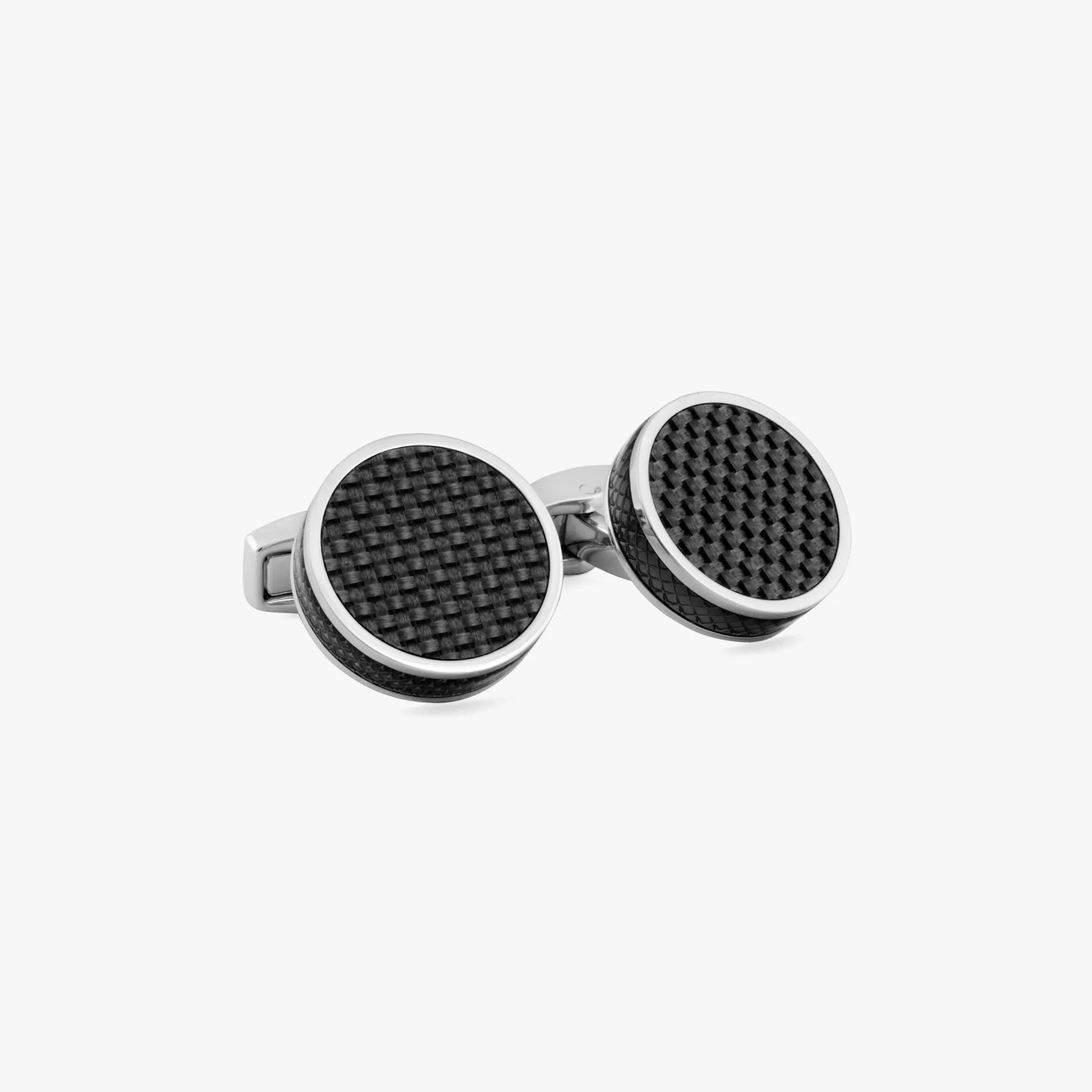 Carbon Tablet cufflinks with Palladium plated & Carbon Fibre sold by Tateossian