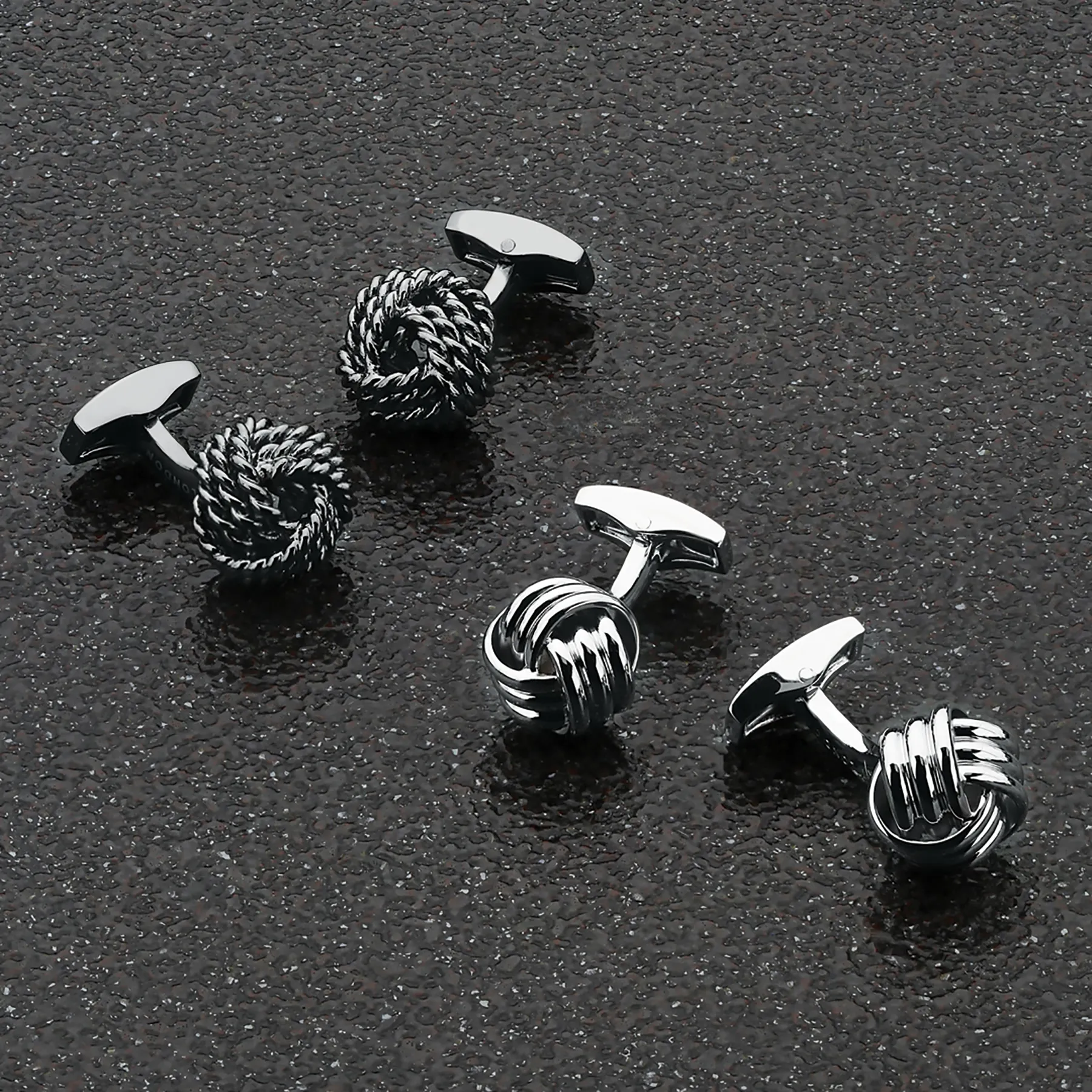 Ribbed Knot cufflinks in Palladium base metal sold by Tateossian product image thumbnail 4